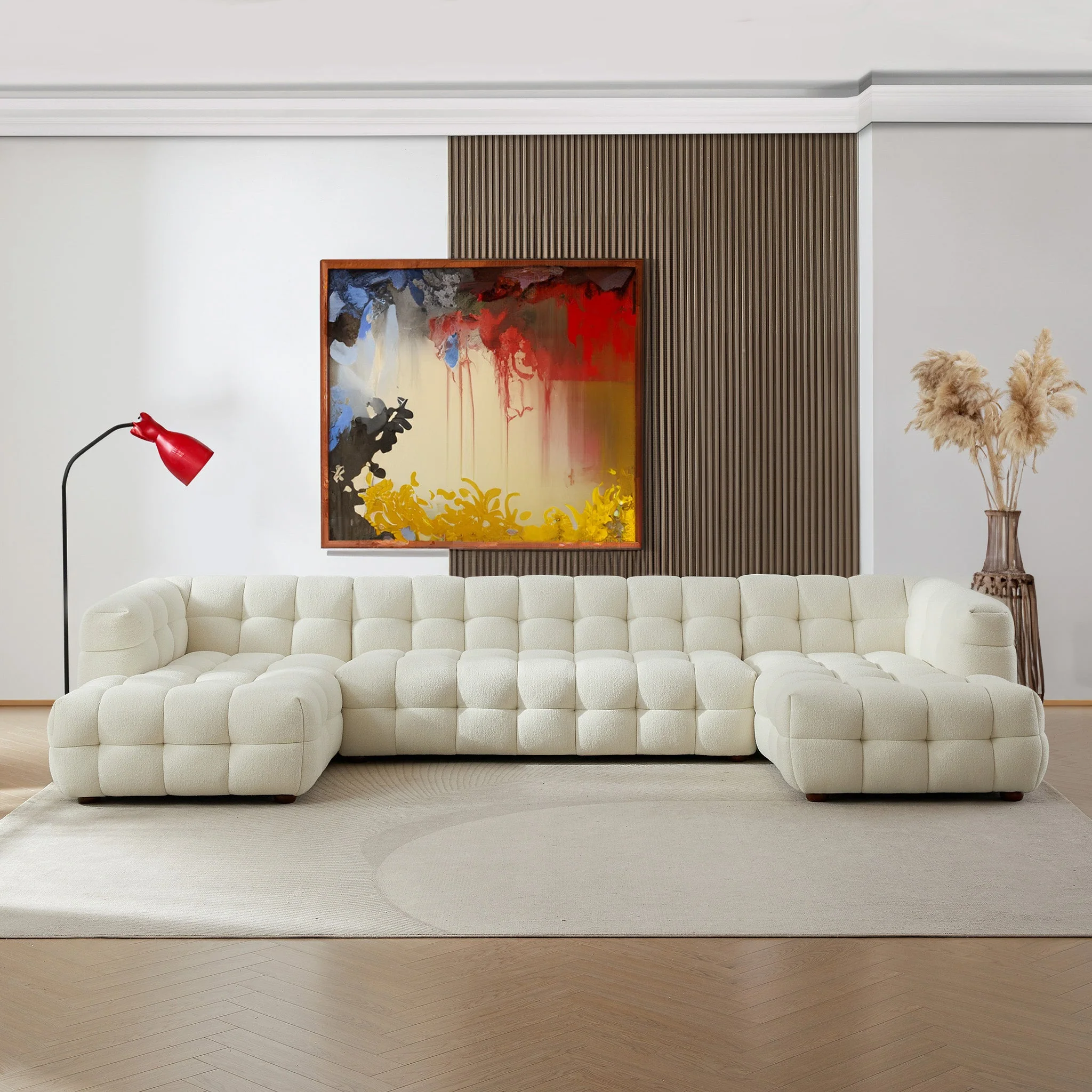 Morrison U Shape Corner Sofa - Cream Boucle - Image 2