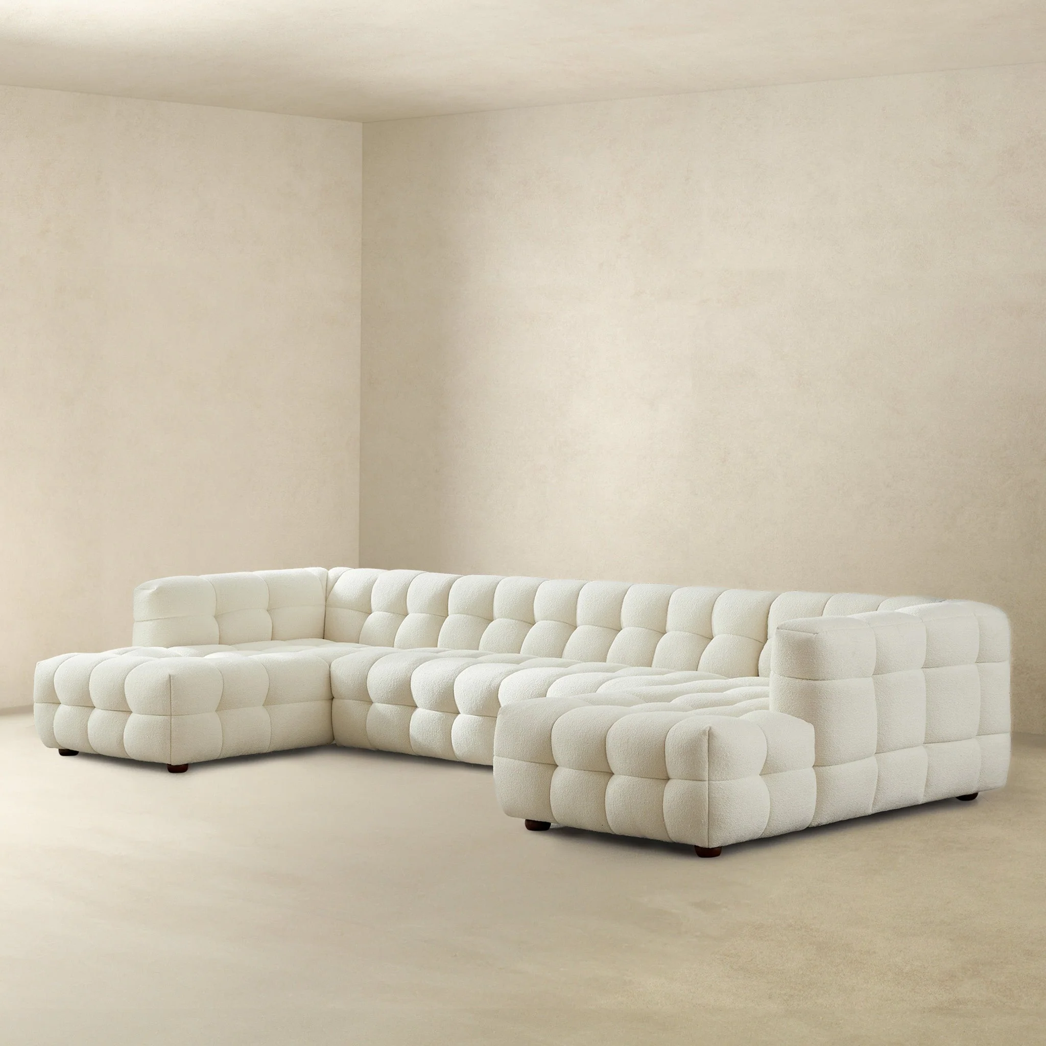 Morrison U Shape Corner Sofa - Cream Boucle - Image 4