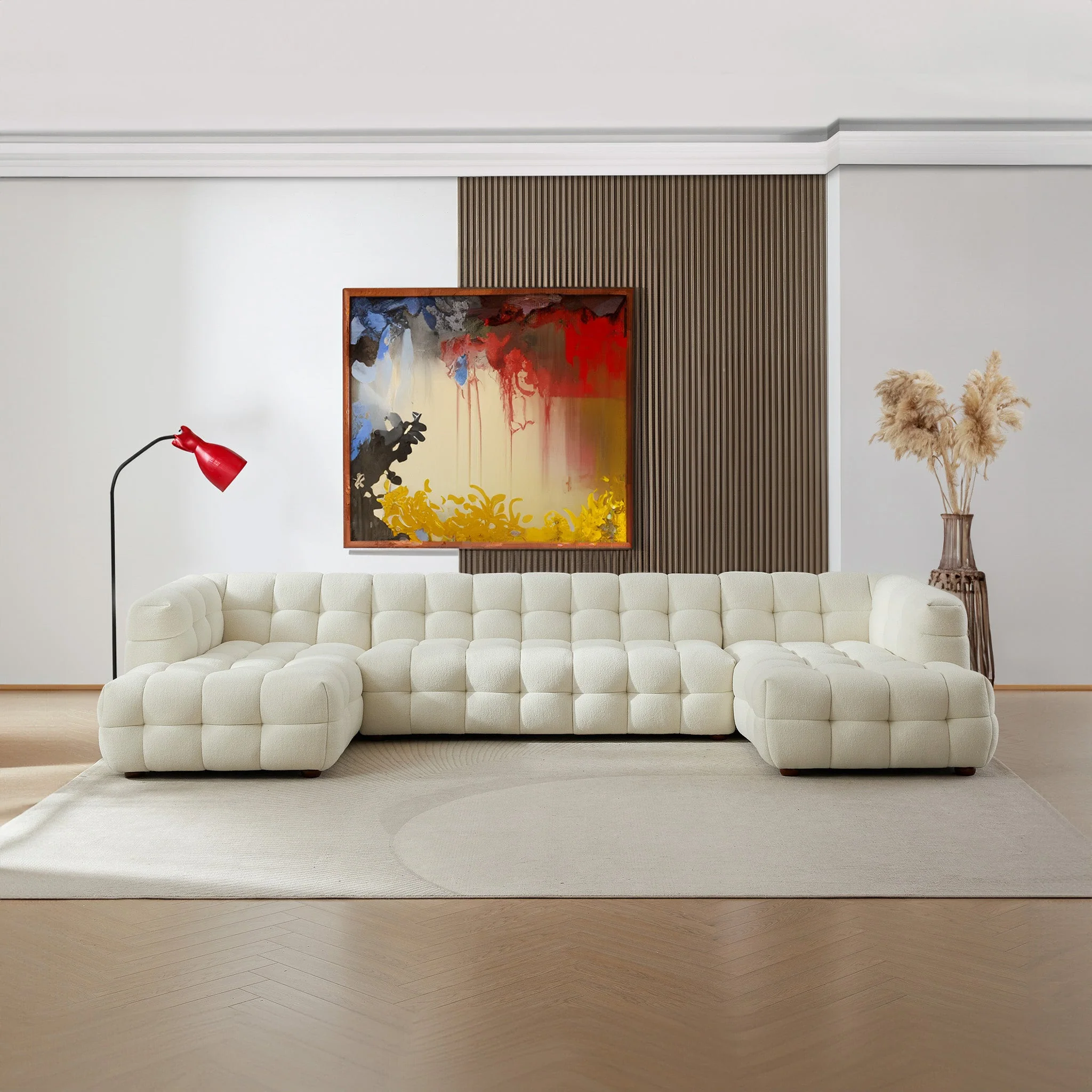 Morrison U Shape Corner Sofa - Cream Boucle - Image 8