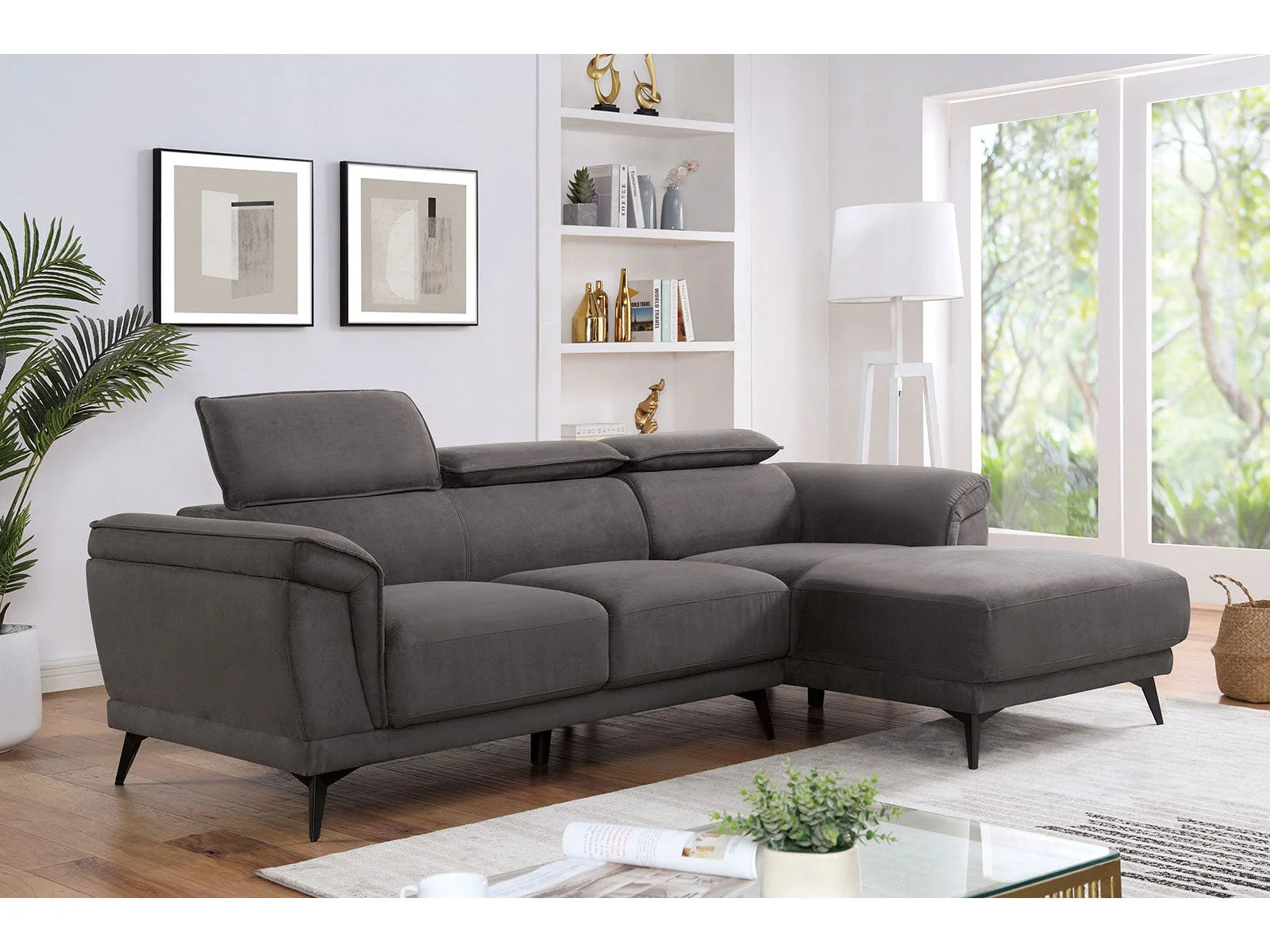 Napanee Dark Gray Sectional w/ Armless Chair