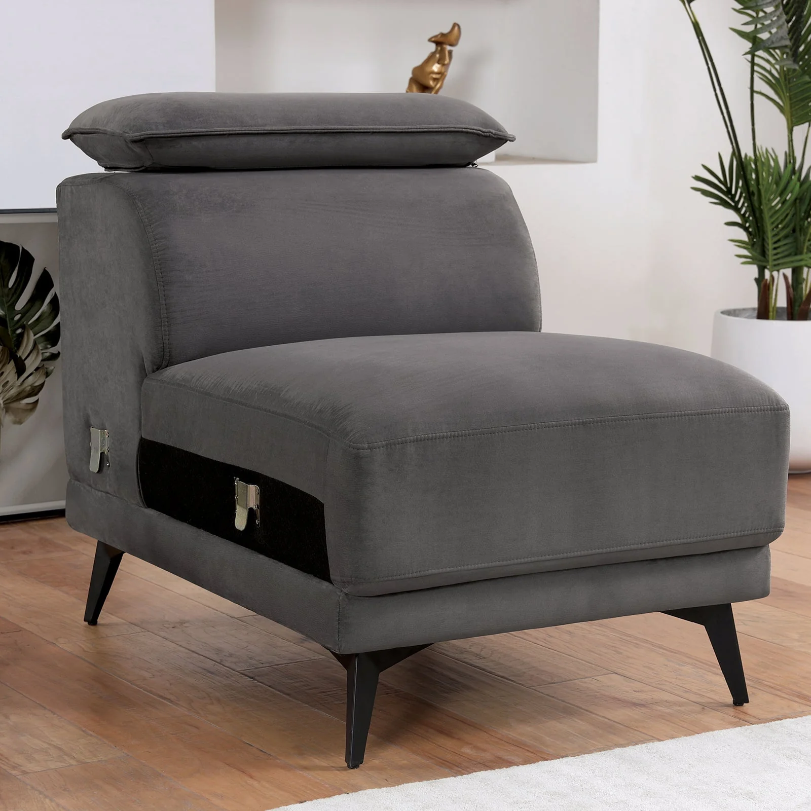 Napanee Dark Gray Sectional w/ Armless Chair - Image 5