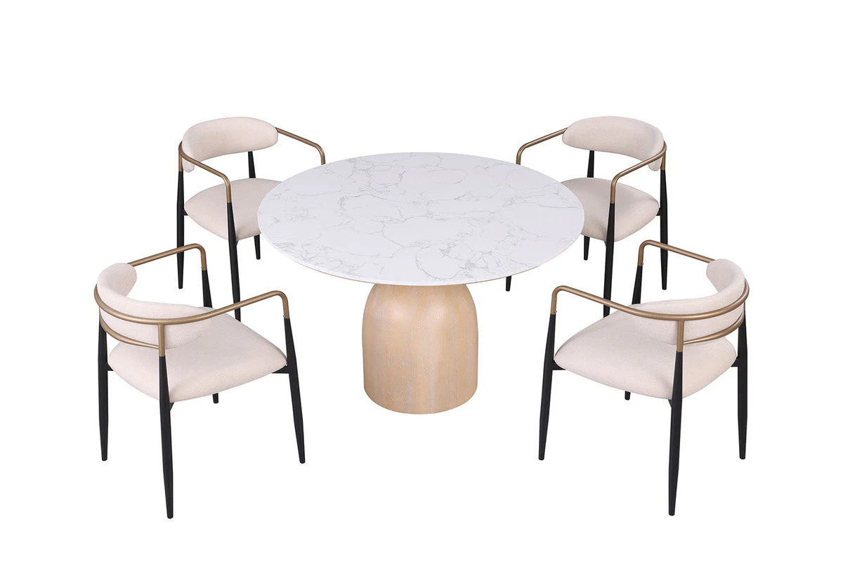 Neasden Natural/Black/White Dining Table - Image 4