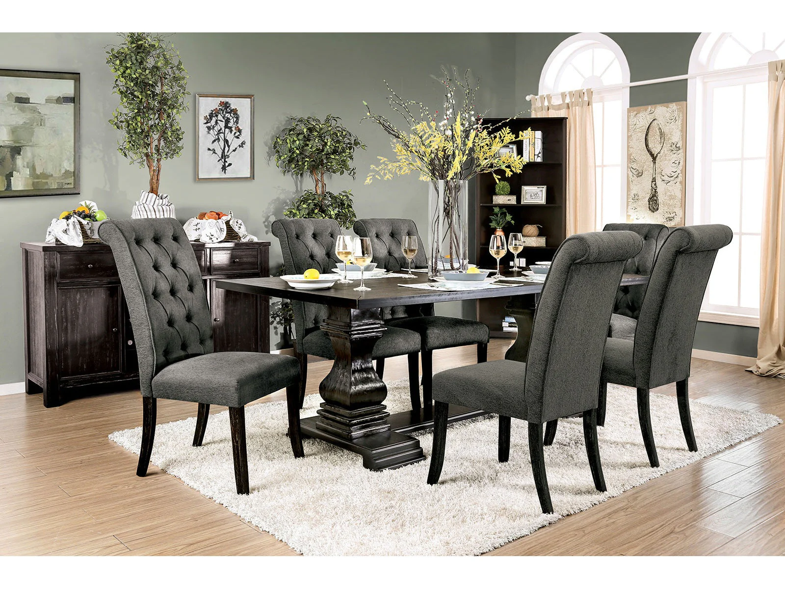 Nerissa Antique Black 7 Pc. Dining Room Set