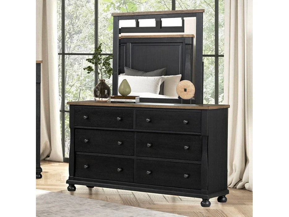 Neue Mills Black/Rustic Oak Dresser