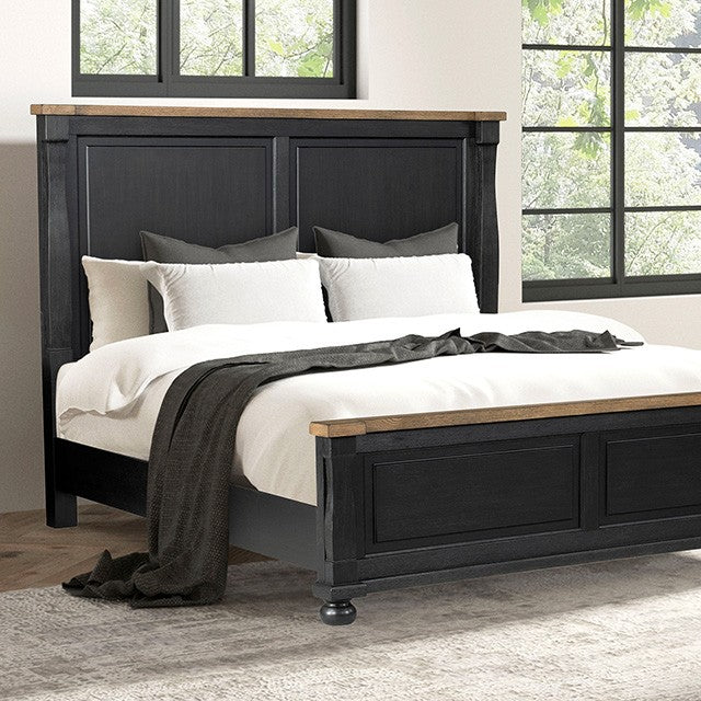 Neue Mills Black/Rustic Oak Eastern King Bed - Image 2