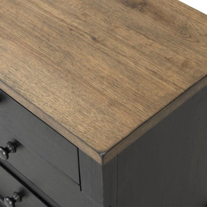 Neue Mills Black/Rustic Oak Nightstand w/ 3 Drawers - Image 4