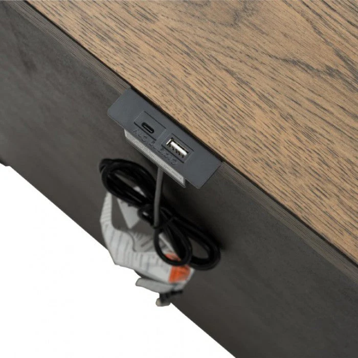 Neue Mills Black/Rustic Oak Nightstand w/ 3 Drawers - Image 8