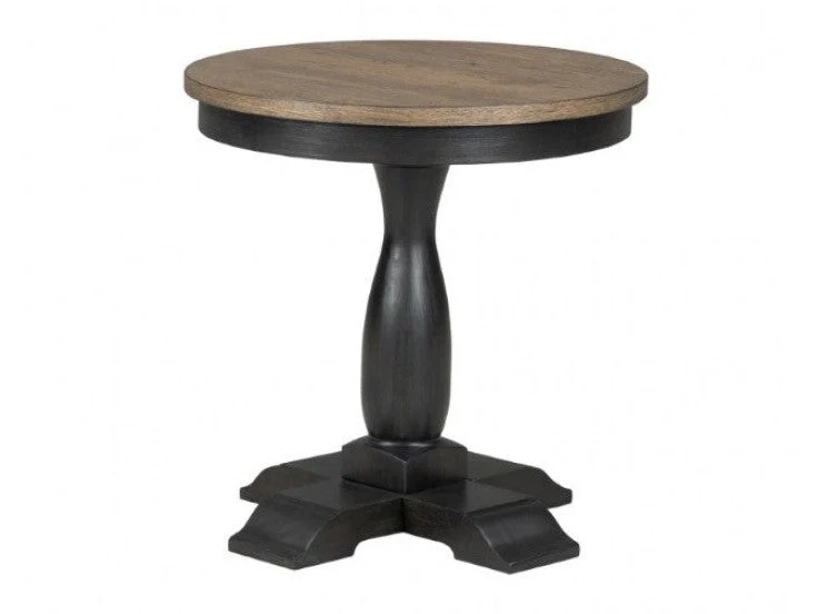 Neue Mills Weathered Black/Brown Round End Table