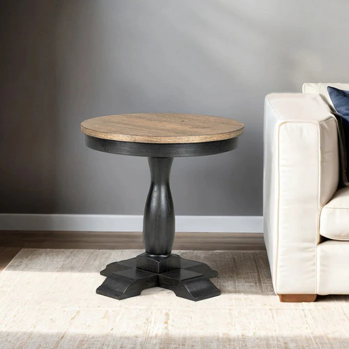 Neue Mills Weathered Black/Brown Round End Table - Image 2