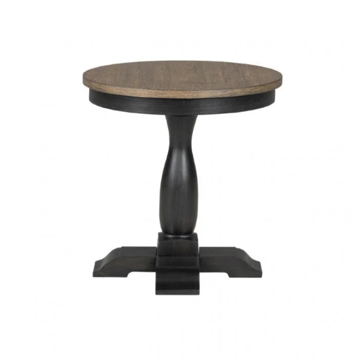 Neue Mills Weathered Black/Brown Round End Table - Image 3