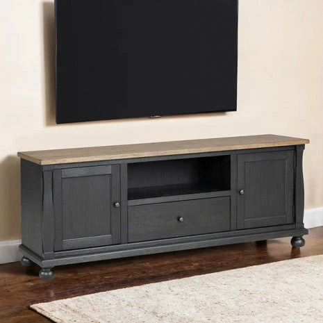 Neue Mills Weathered Black/Brown Tv Stand - Image 2