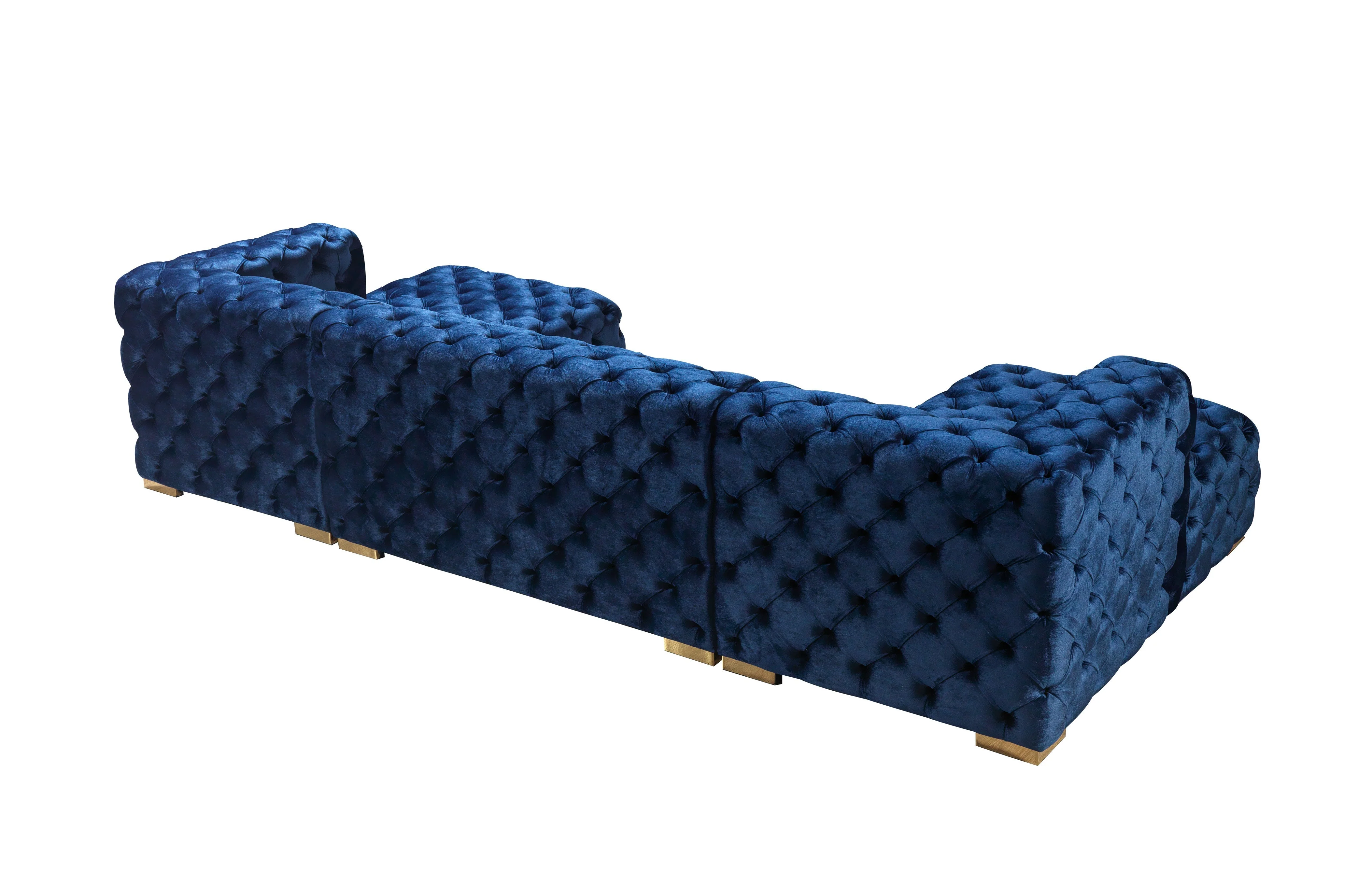 Neva Blue Velvet Double Chaise 138" Sectional - Image 13