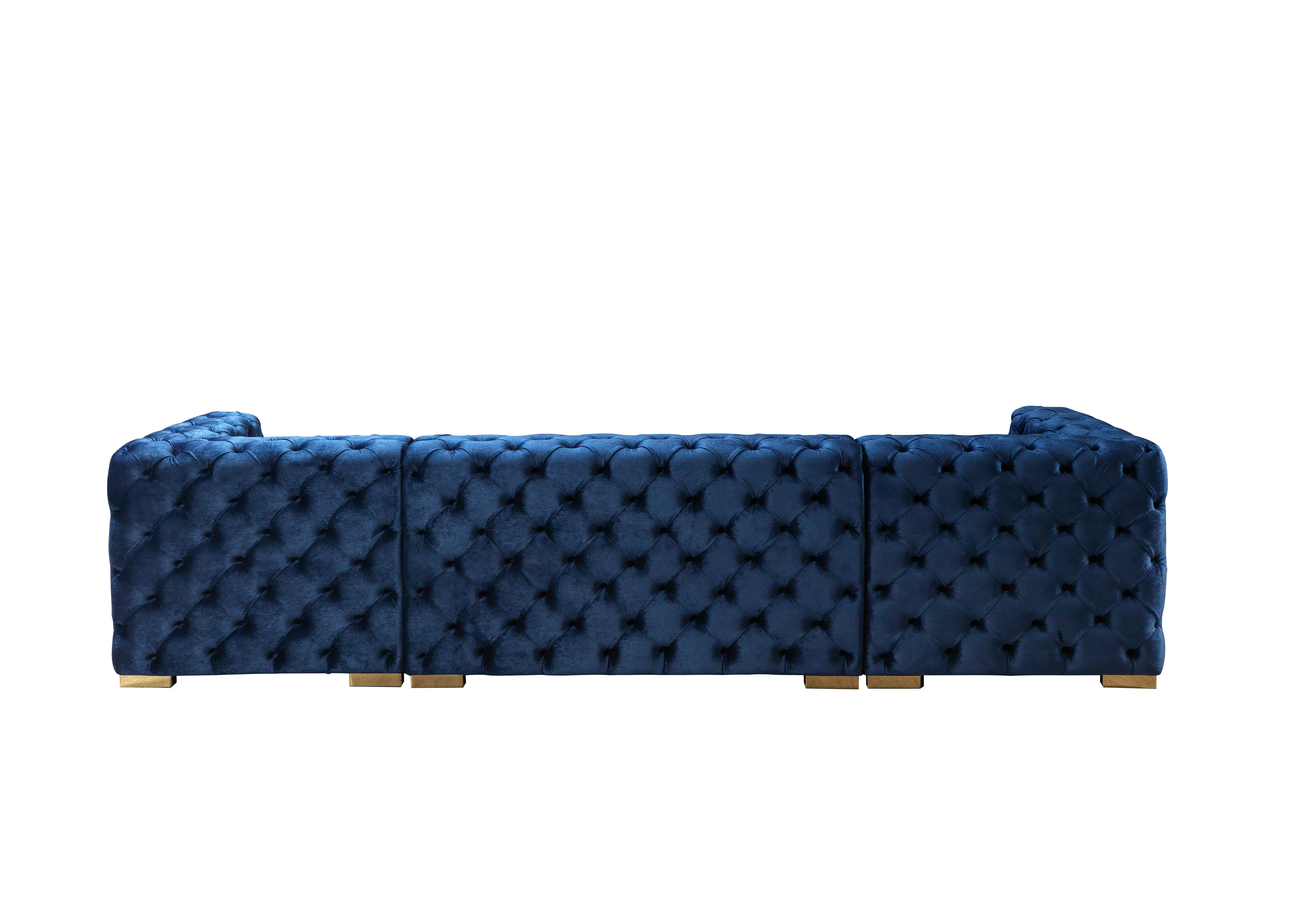 Neva Blue Velvet Double Chaise 138" Sectional - Image 14