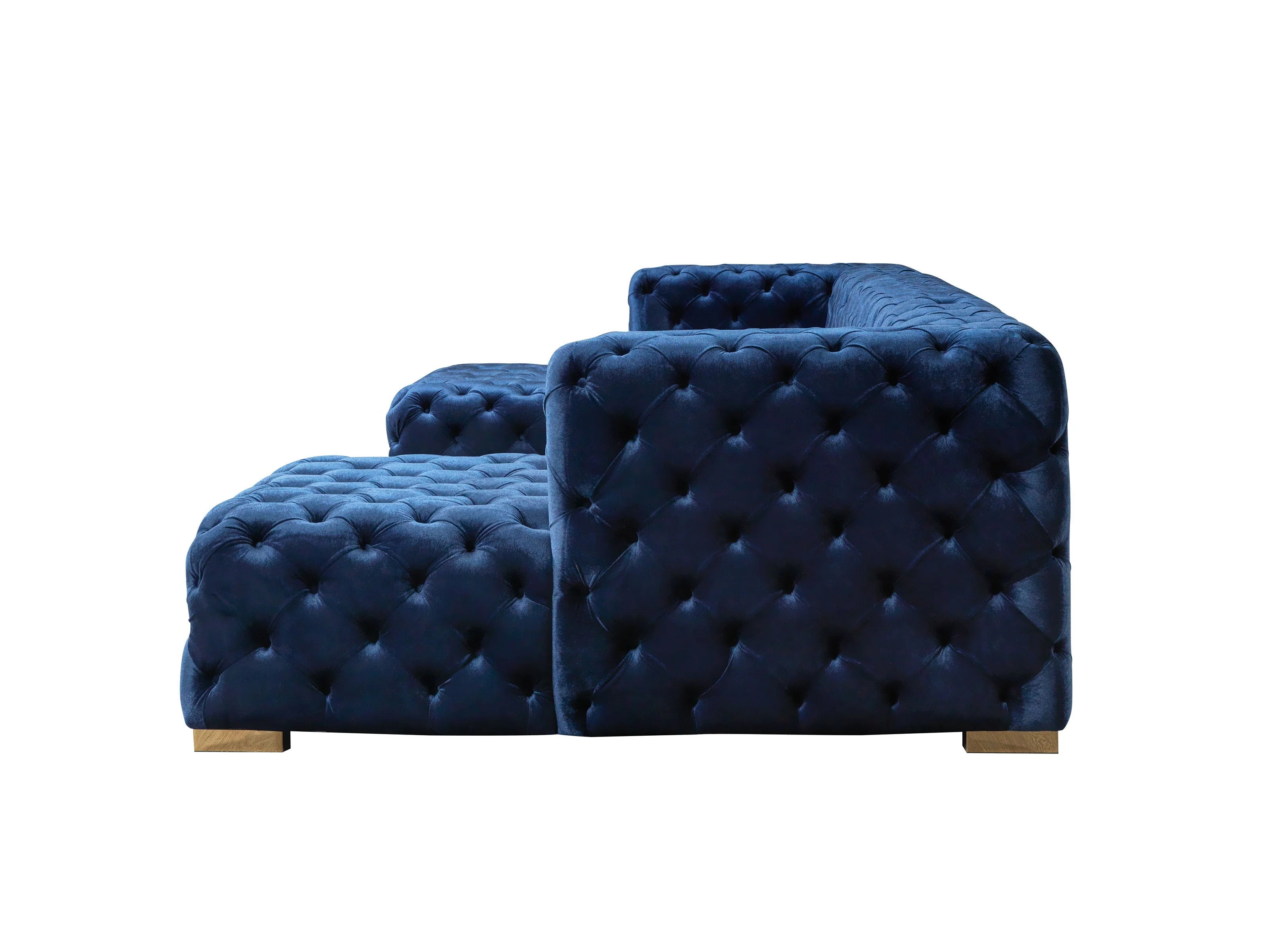 Neva Blue Velvet Double Chaise 138" Sectional - Image 15