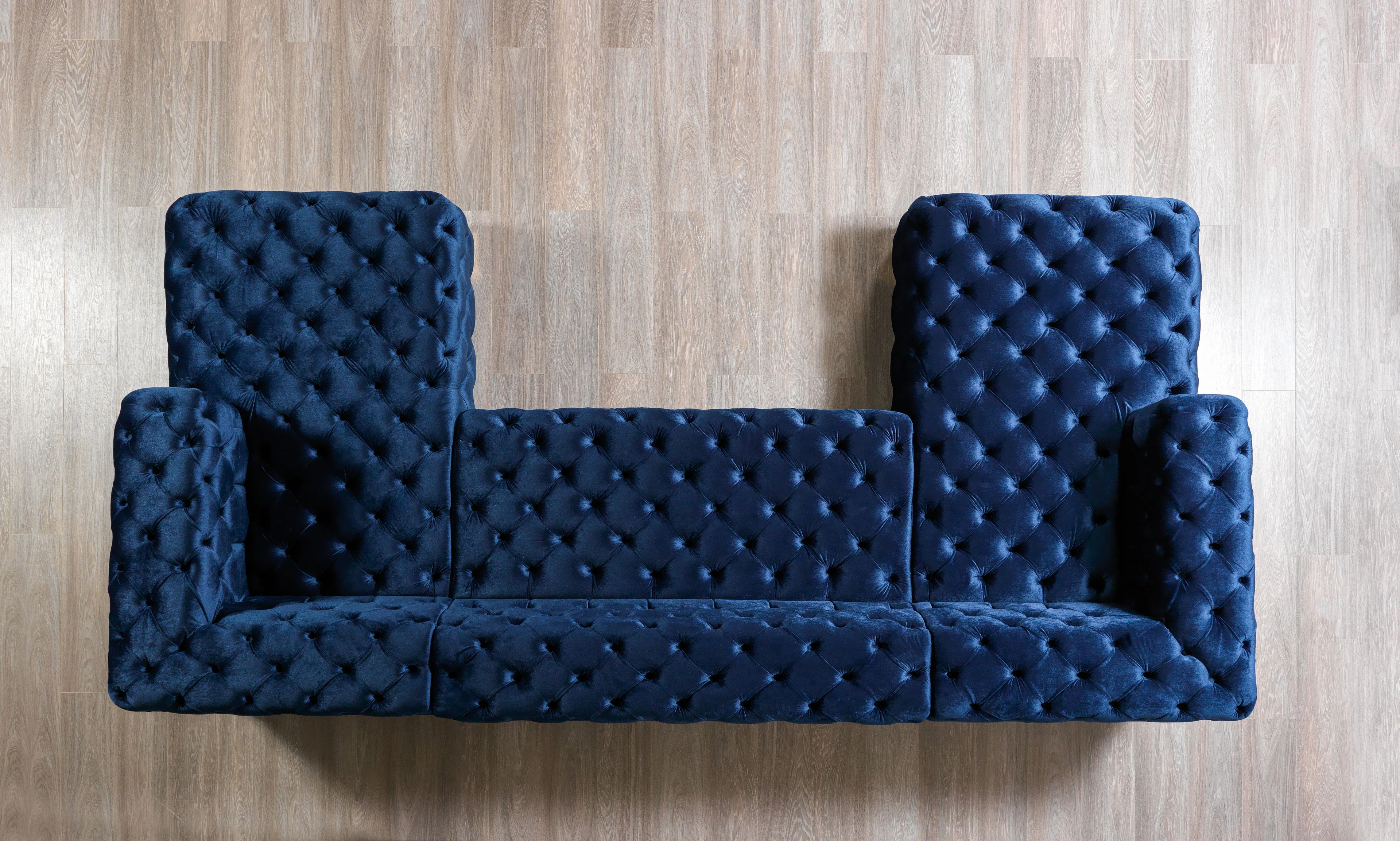 Neva Blue Velvet Double Chaise 138" Sectional - Image 6