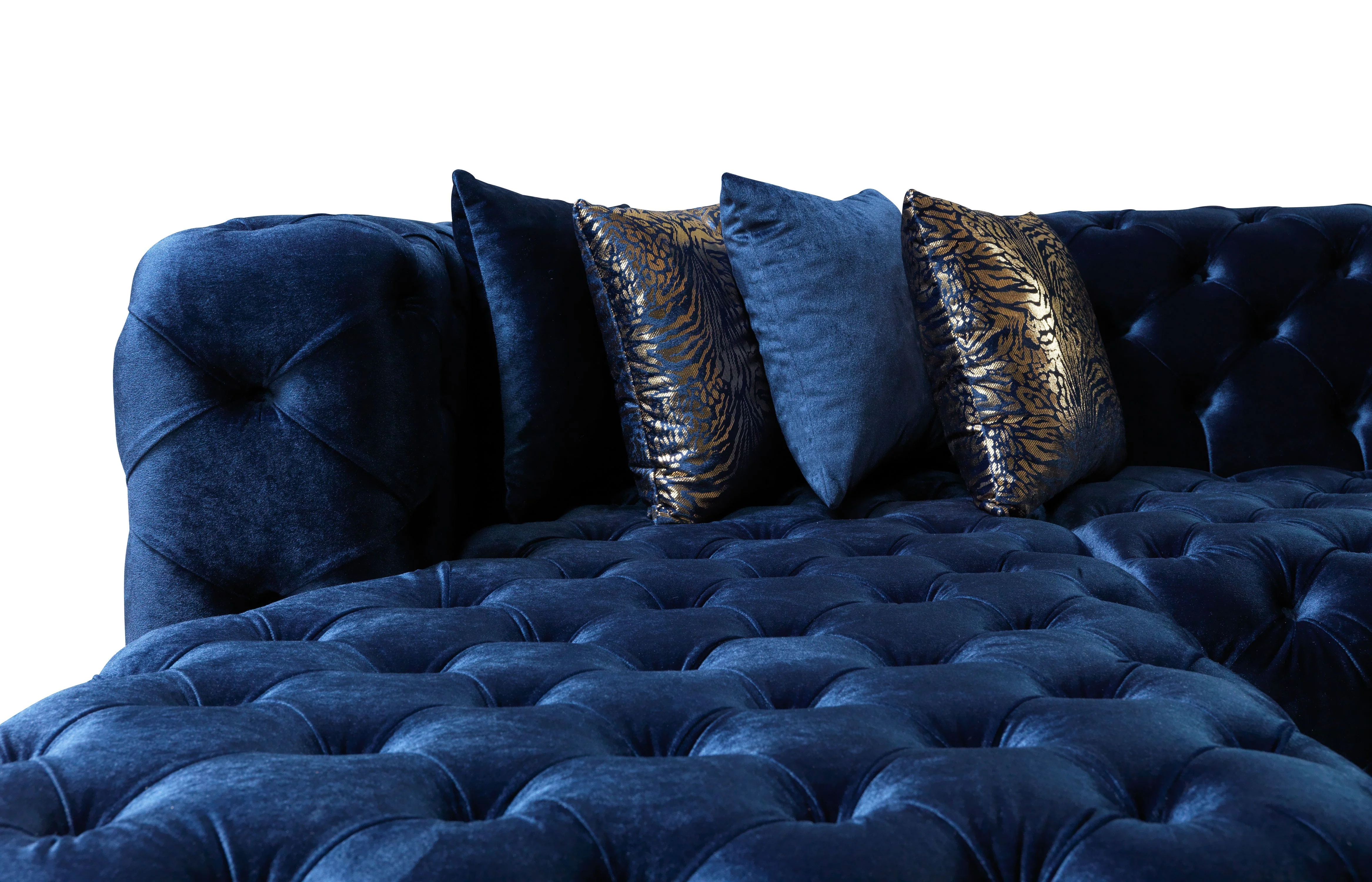 Neva Blue Velvet Double Chaise 138" Sectional - Image 8