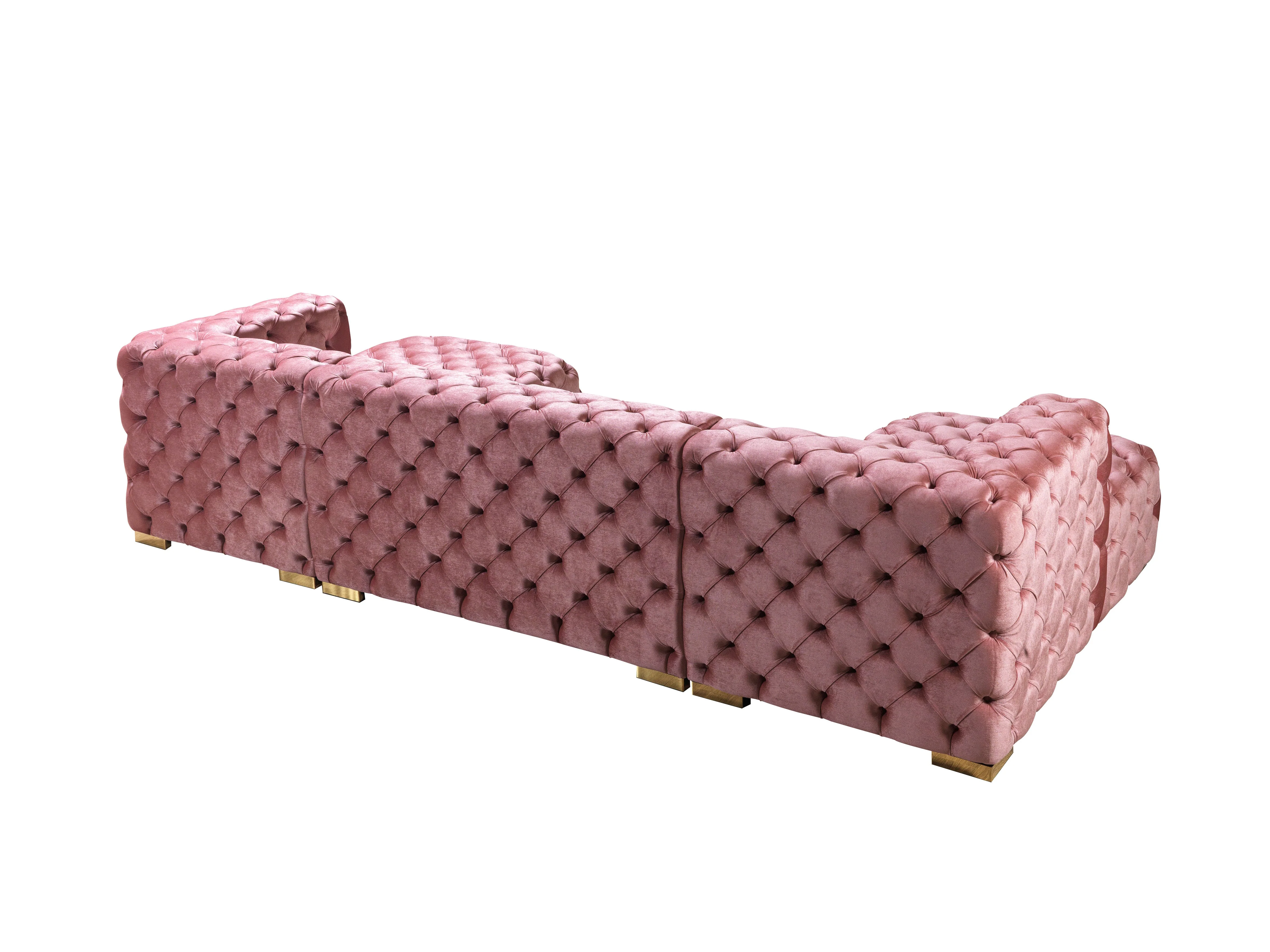 Neva Pink Velvet Double Chaise 138" Sectional - Image 13