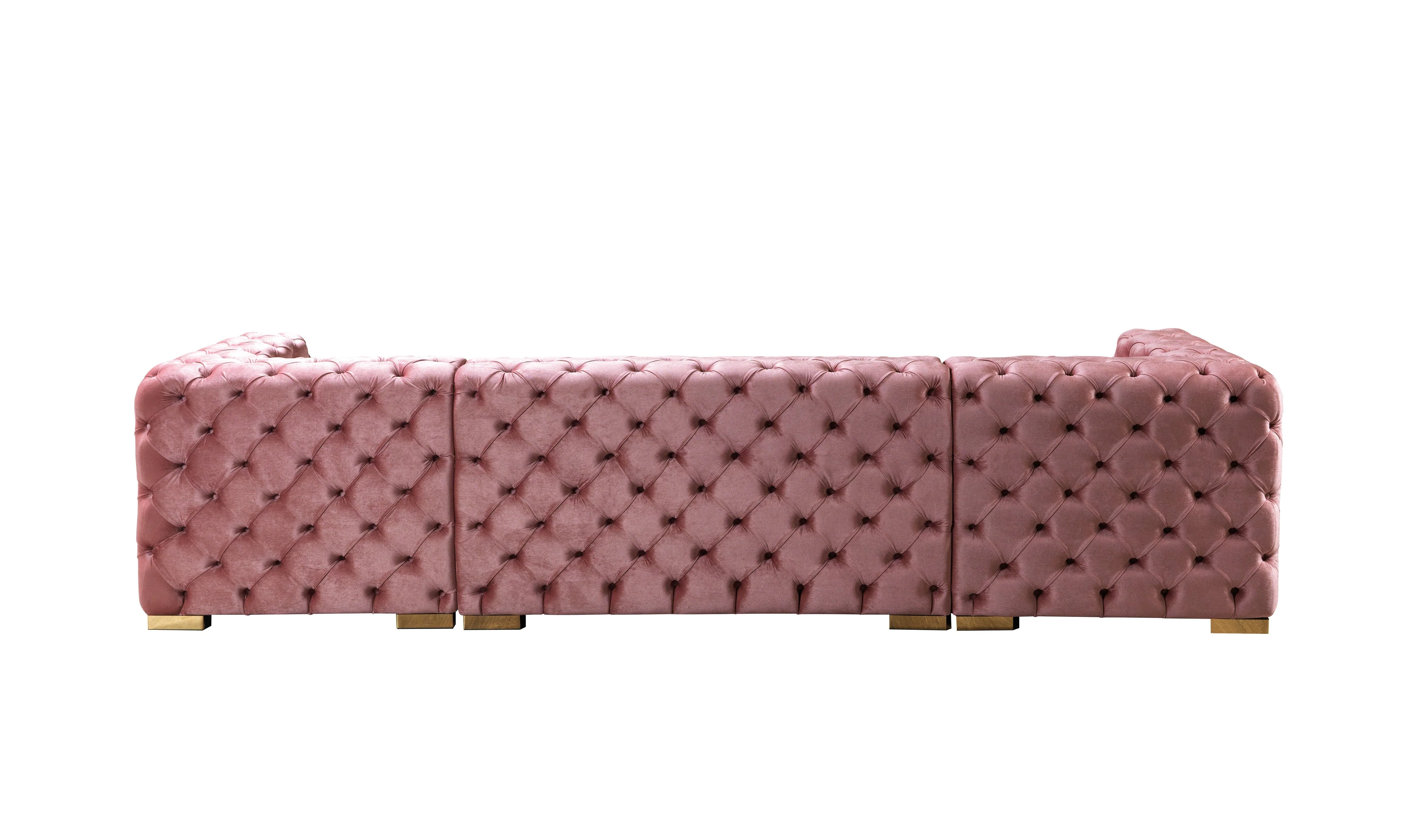Neva Pink Velvet Double Chaise 138" Sectional - Image 14