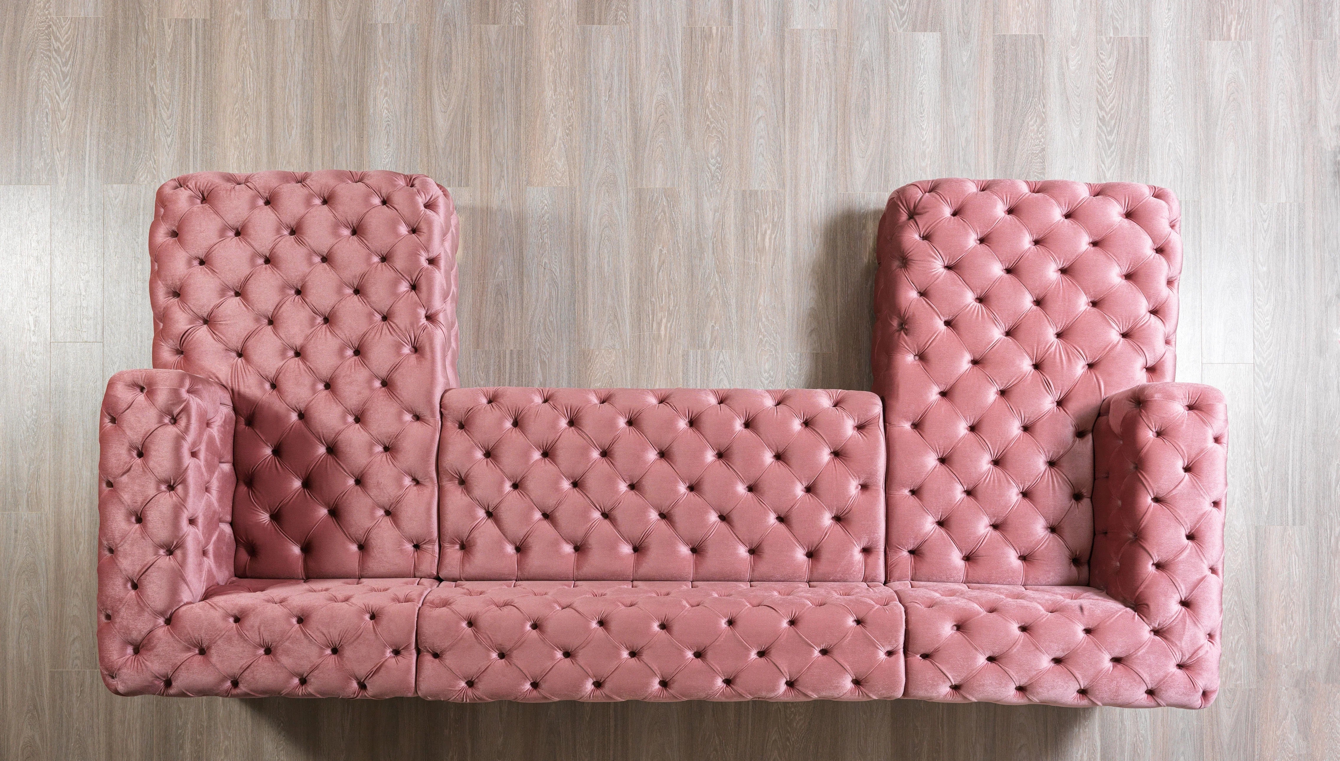 Neva Pink Velvet Double Chaise 138" Sectional - Image 5