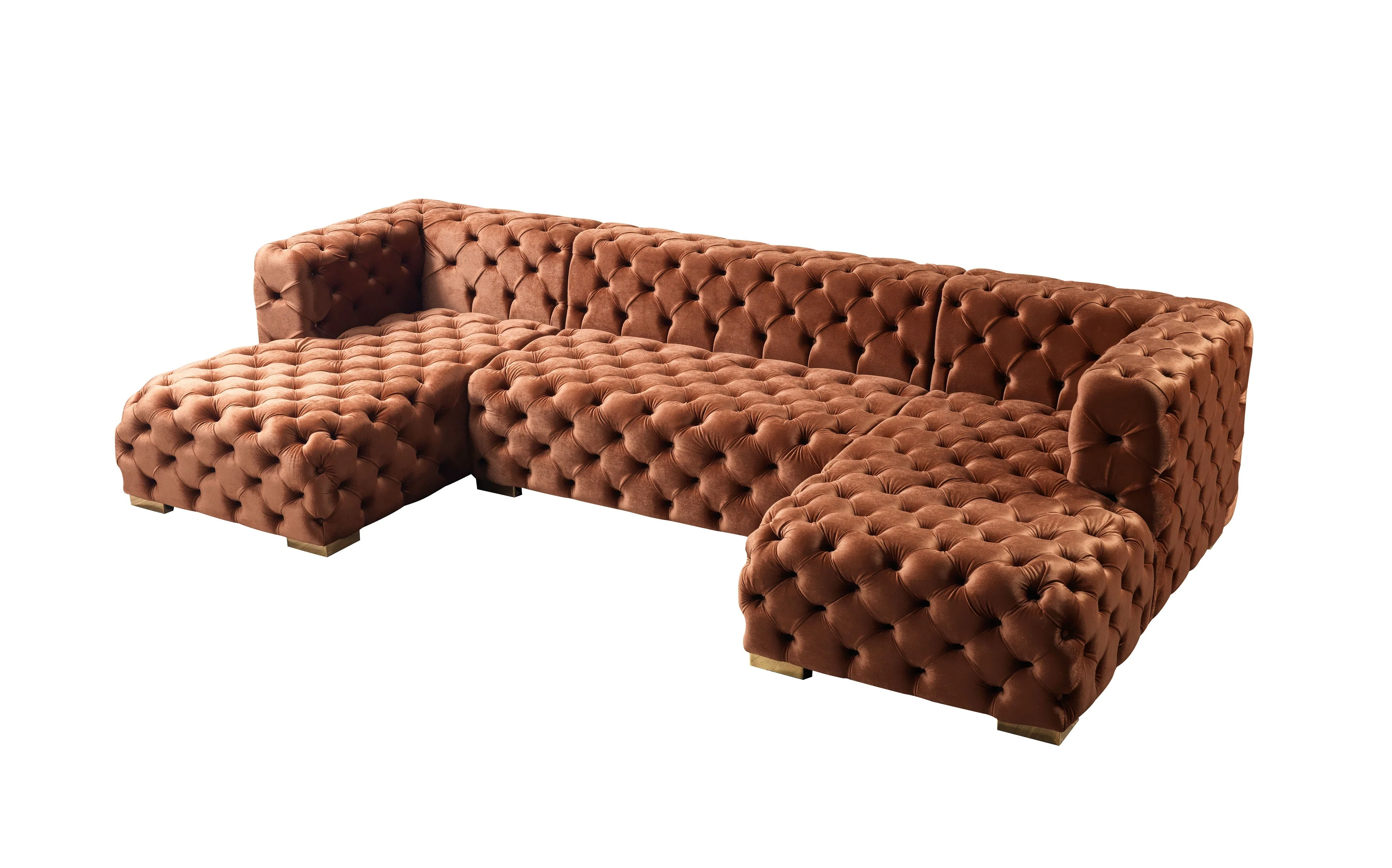 Neva Orange Velvet Double Chaise 138" Sectional - Image 13