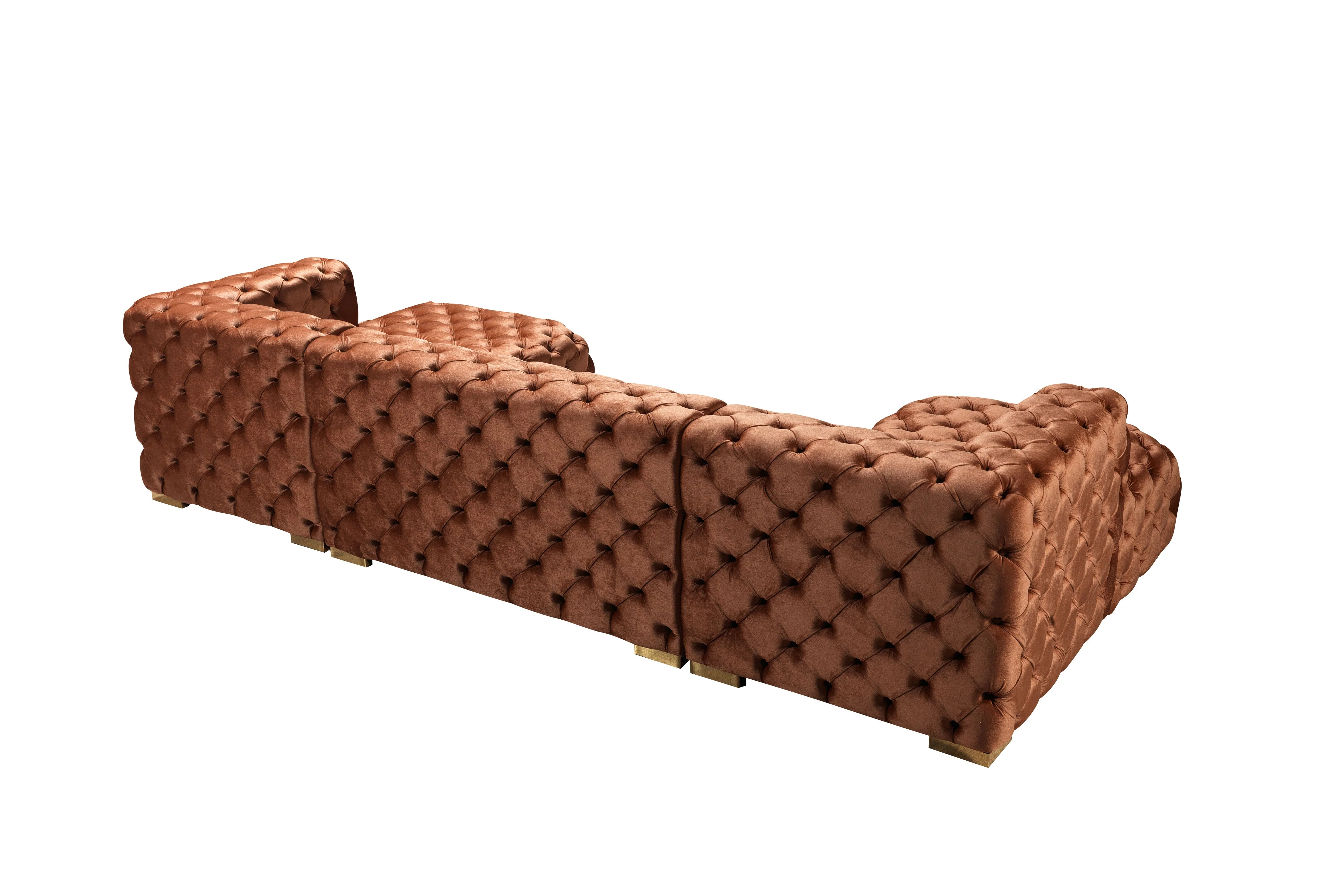 Neva Orange Velvet Double Chaise 138" Sectional - Image 14