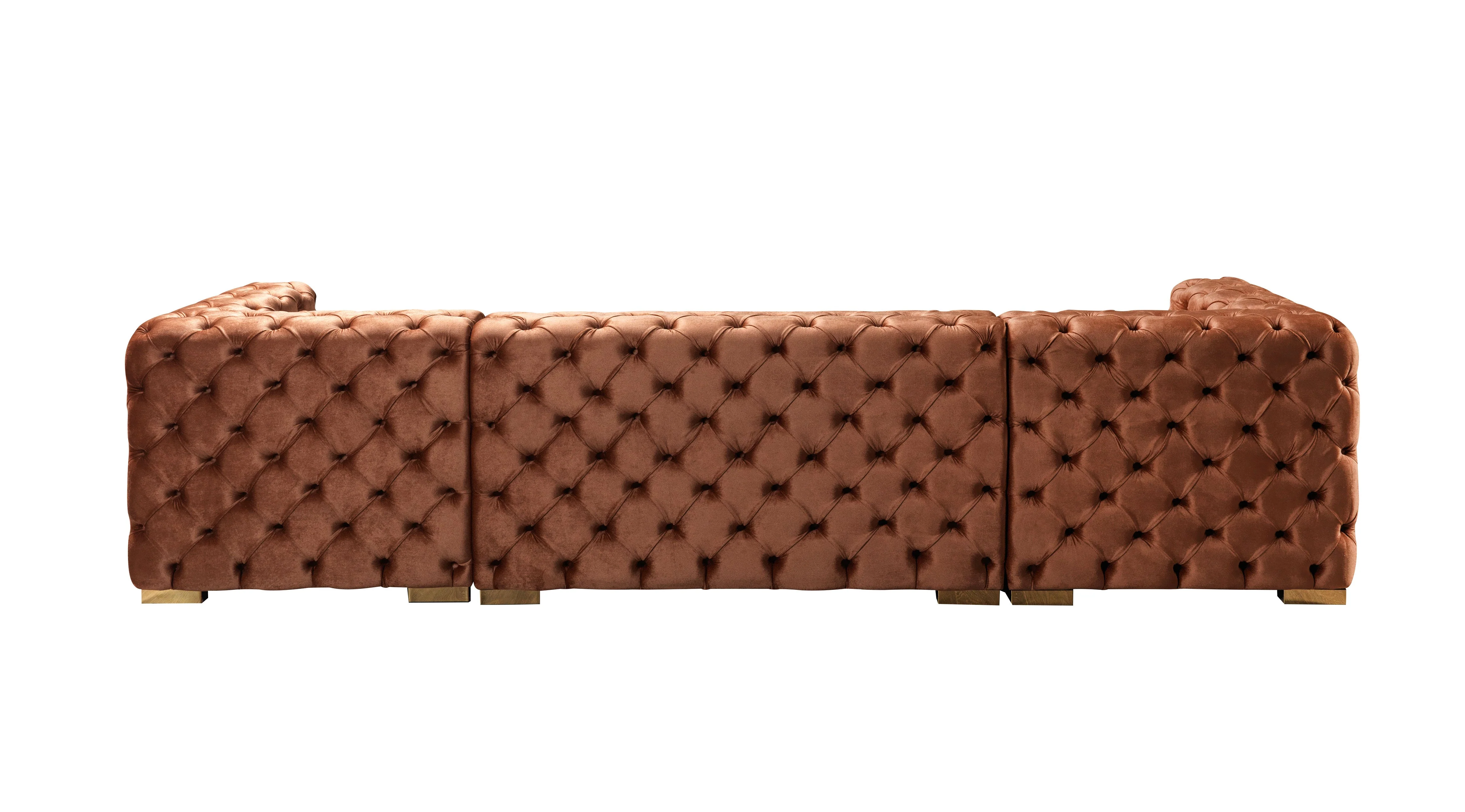 Neva Orange Velvet Double Chaise 138" Sectional - Image 15