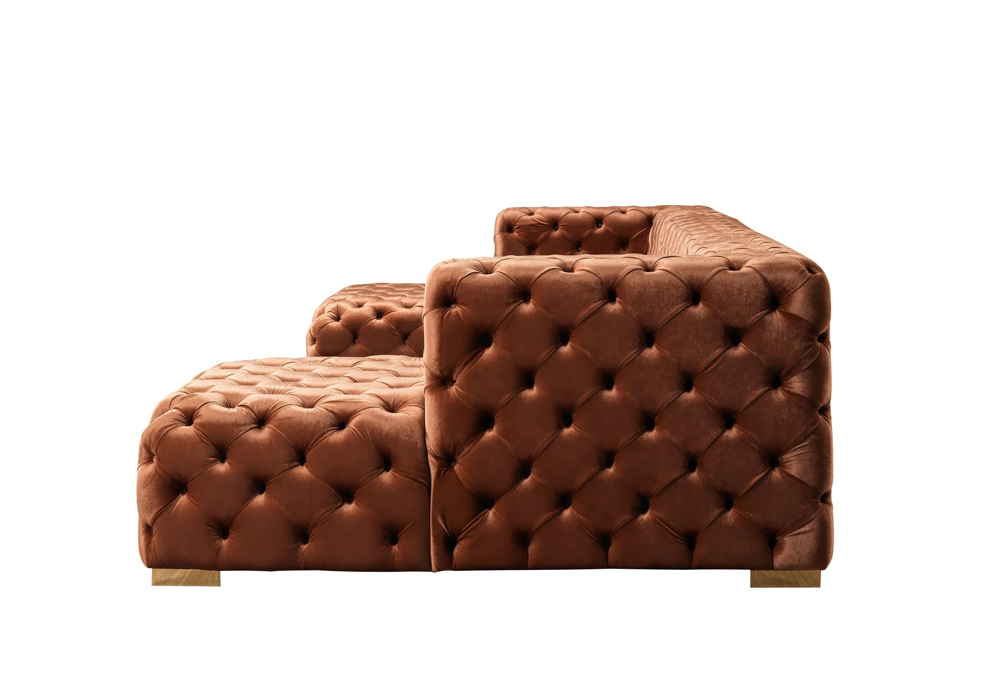 Neva Orange Velvet Double Chaise 138" Sectional - Image 16