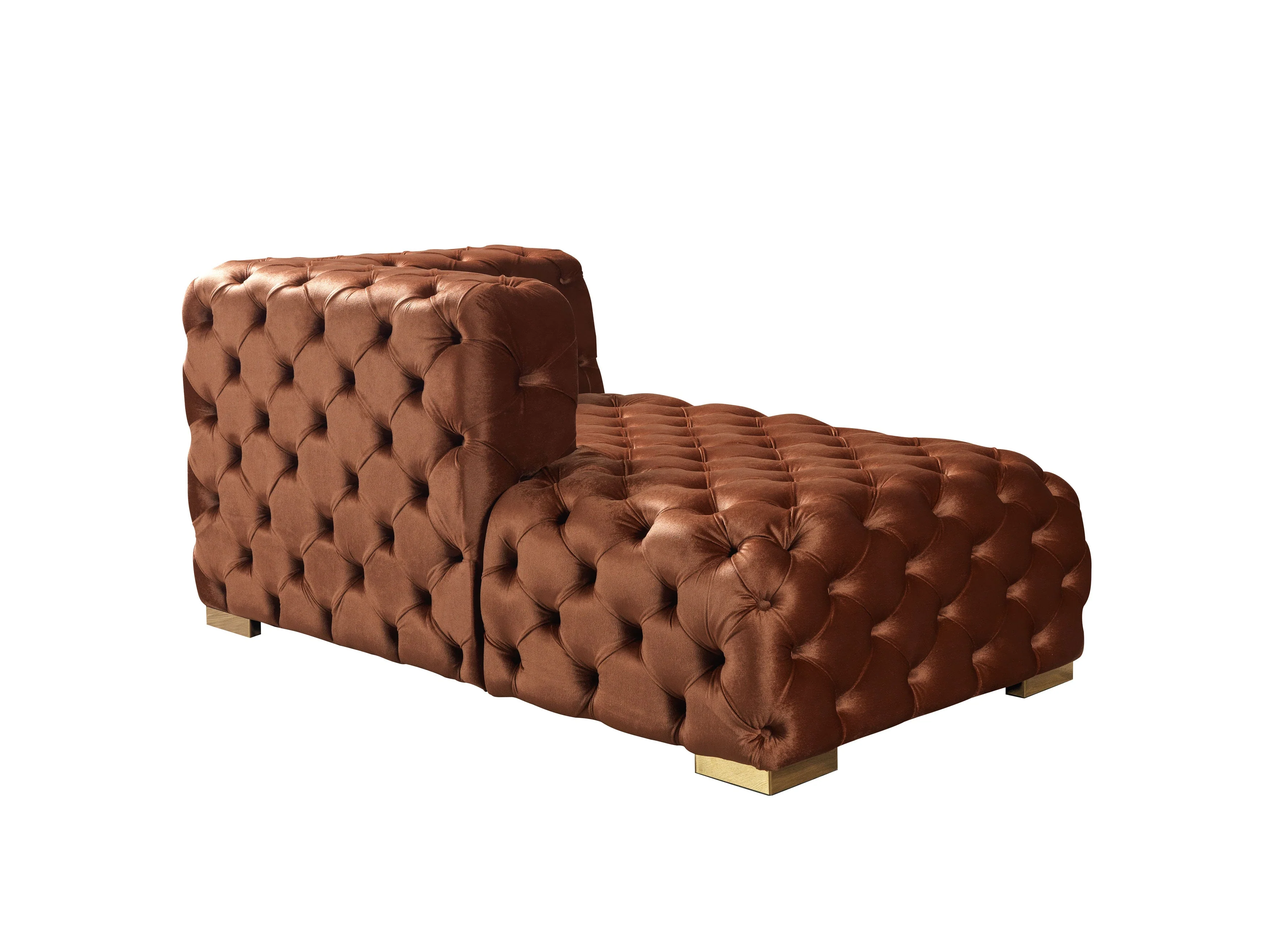 Neva Orange Velvet Double Chaise 138" Sectional - Image 17