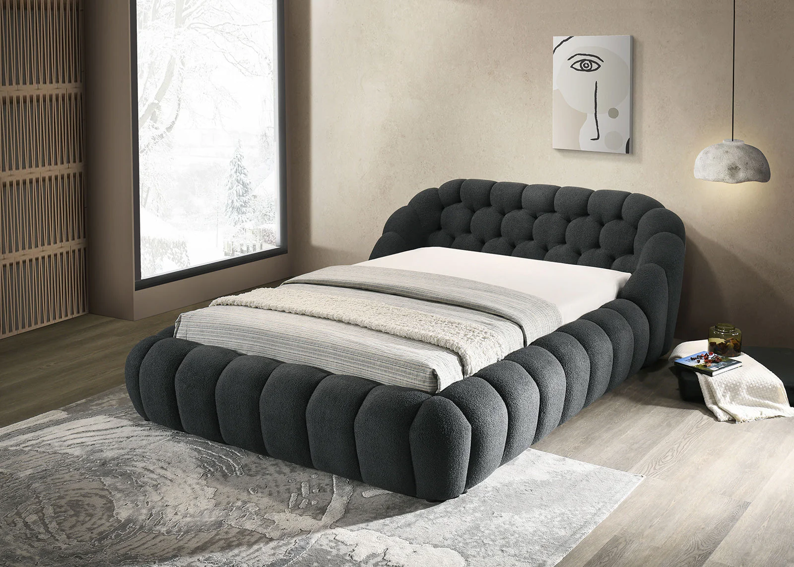 Newquay Charcoal Queen Bed - Image 3