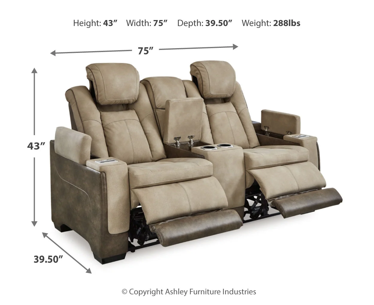 Next-Gen Durapella Power Reclining Loveseat/Console/Adjustable Headrest - Image 7