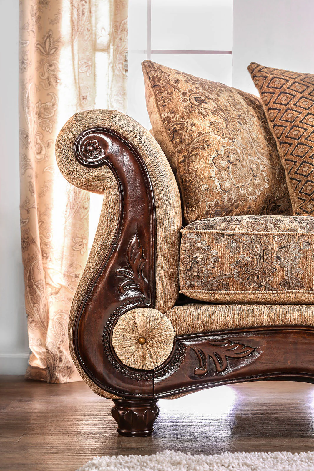 Nicanor Tan/Gold Loveseat - Image 4