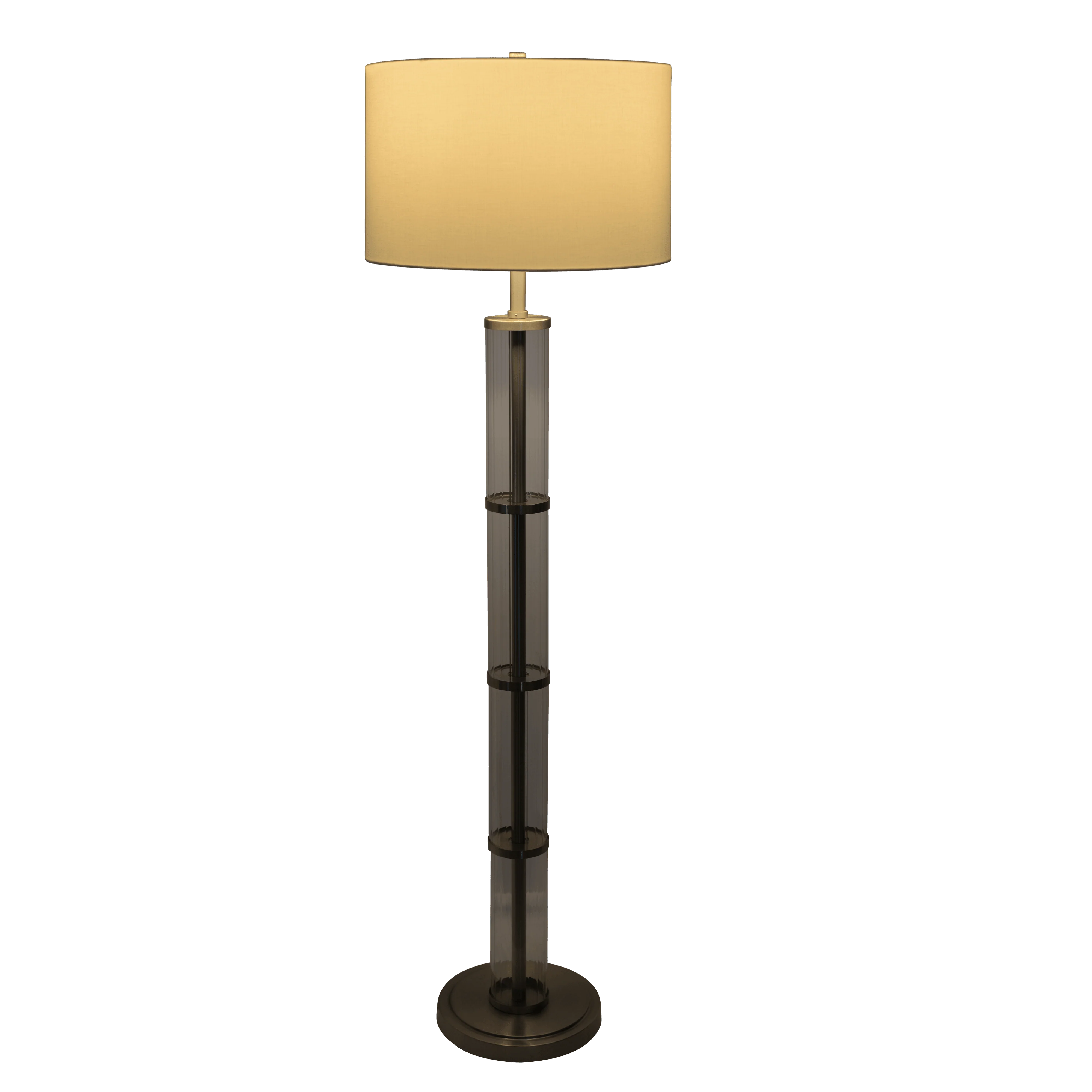 Nimbus Brushed Nickel Floor Lamp with 3-Way Rotary Switch Clear Glass Body Metal Base - Image 2
