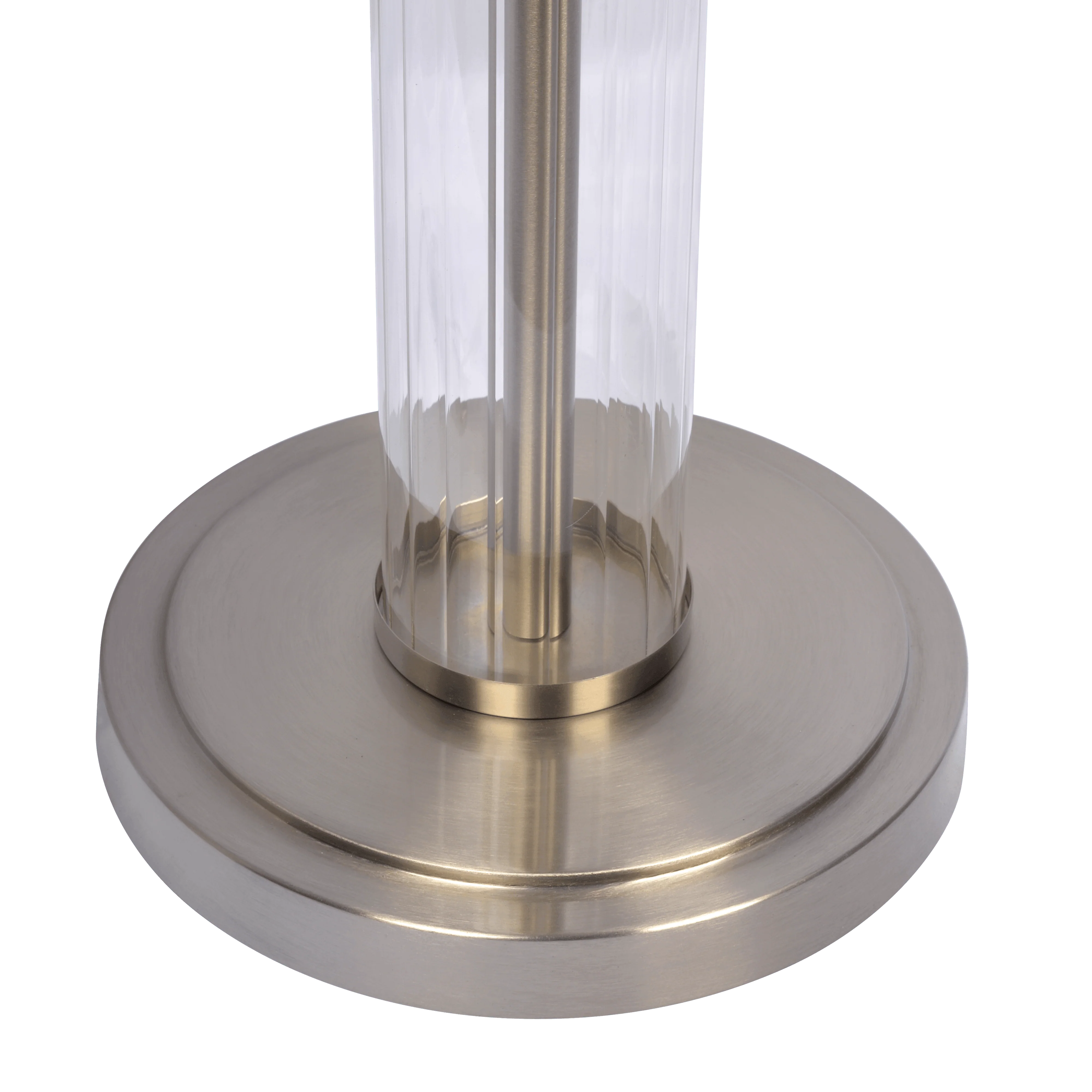 Nimbus Brushed Nickel Floor Lamp with 3-Way Rotary Switch Clear Glass Body Metal Base - Image 3