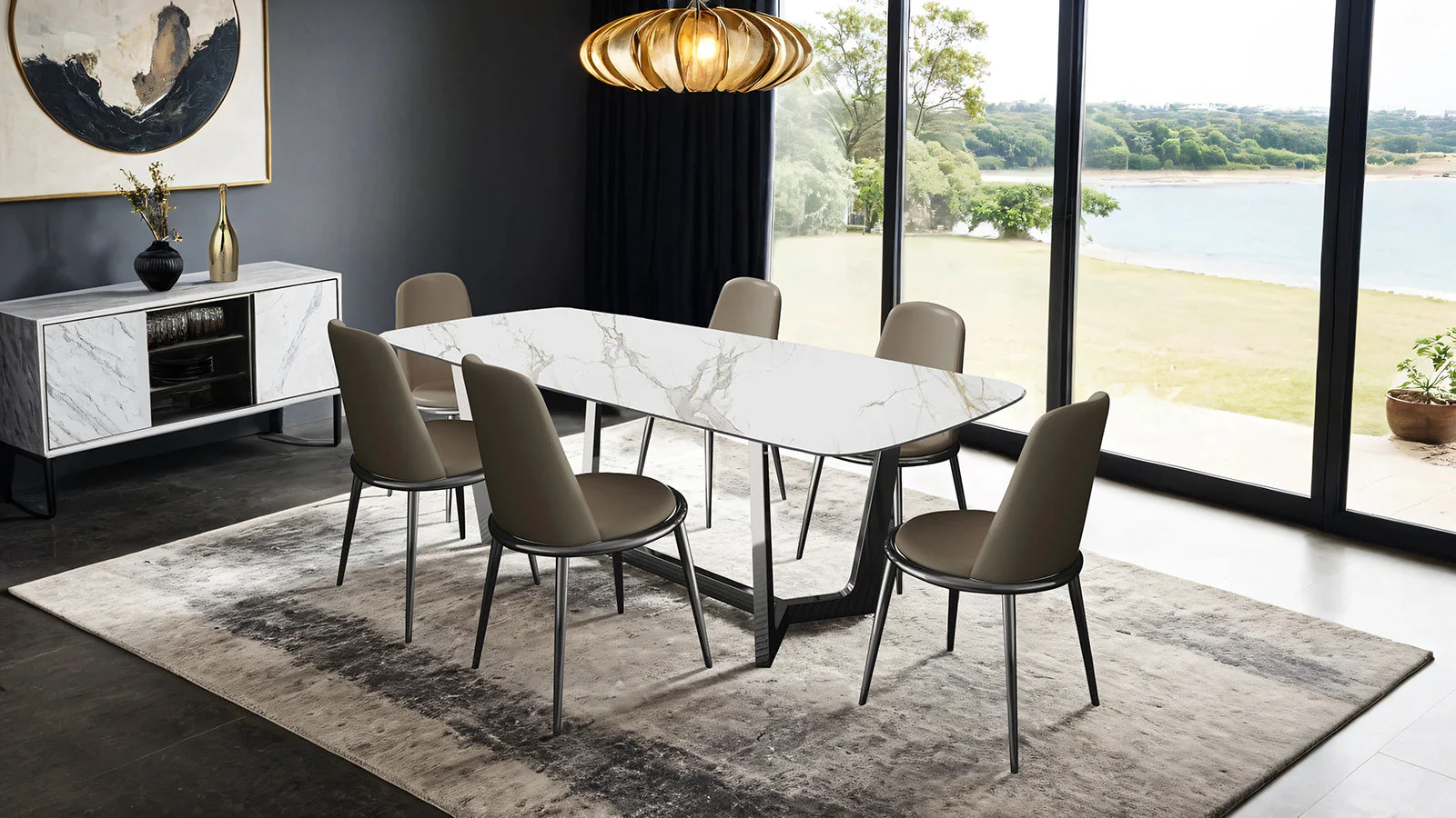 Norelli Silver/Taupe Dining Table - Image 2