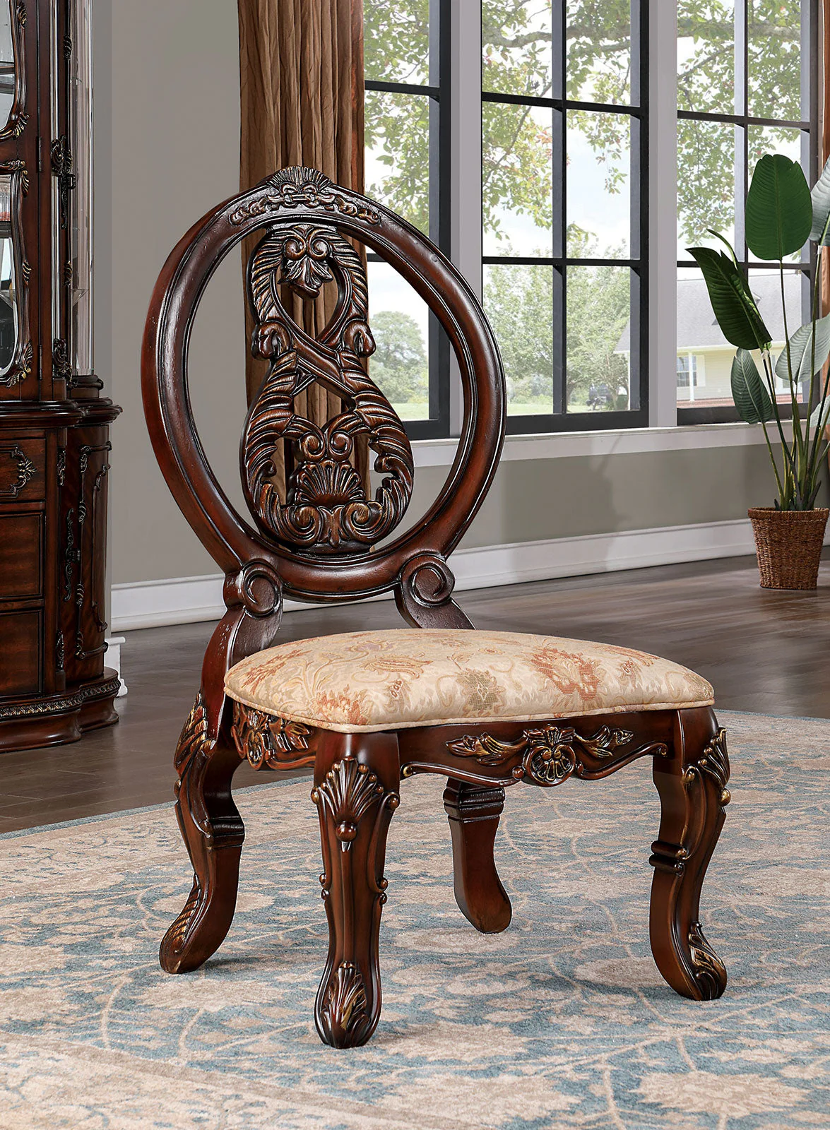Normandy Brown Cherry/Tan 7 Pc. Dining Room Set - Image 3