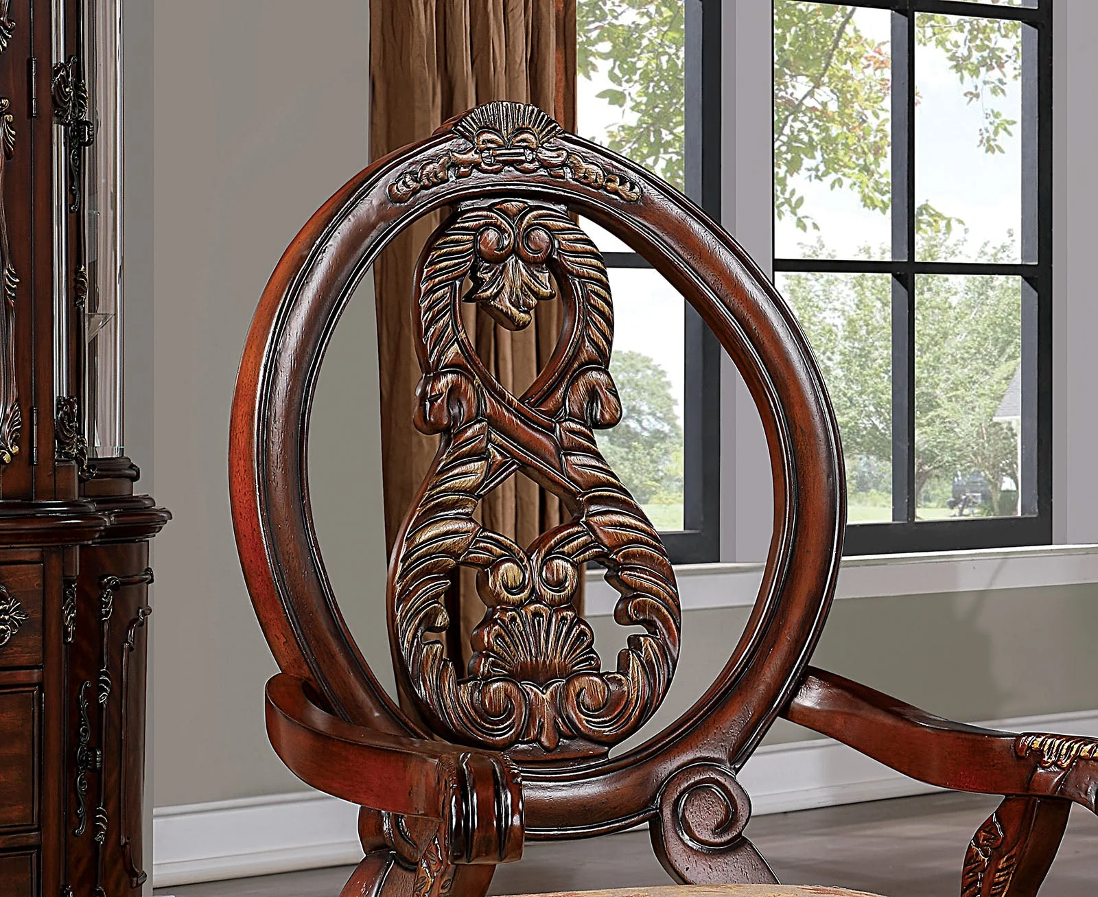 Normandy Brown Cherry/Tan 9 Pc. Dining Room Set - Image 5