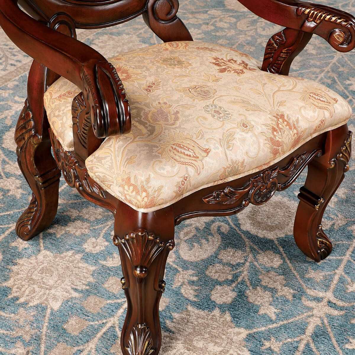 Normandy Brown Cherry & Tan Arm Chair (Set of 2) - Image 2