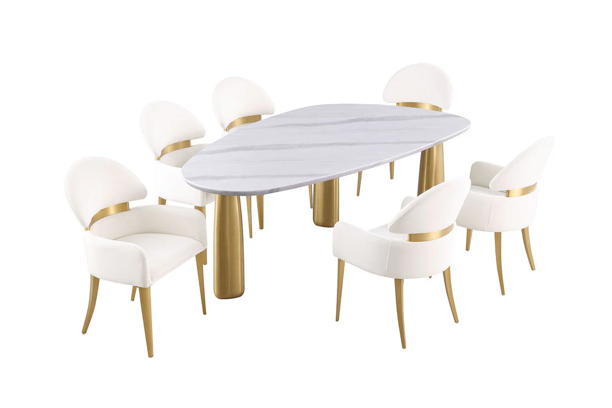Northam White/Matte Gold Dining Table - Image 2