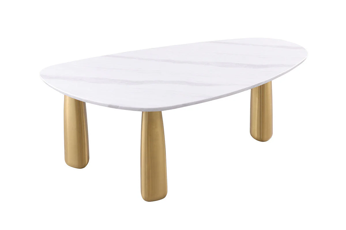 Northam White/Matte Gold Dining Table - Image 3