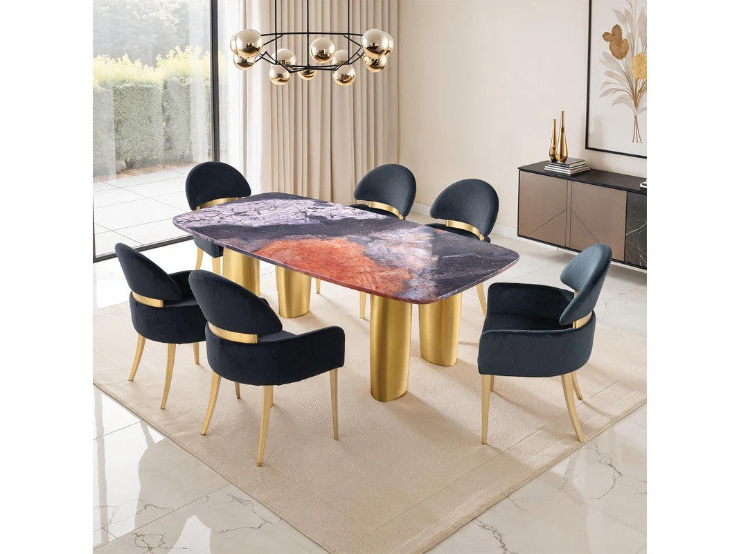 Northolt Black/Gray/Matte Gold 7 Pc. Dining Table Set