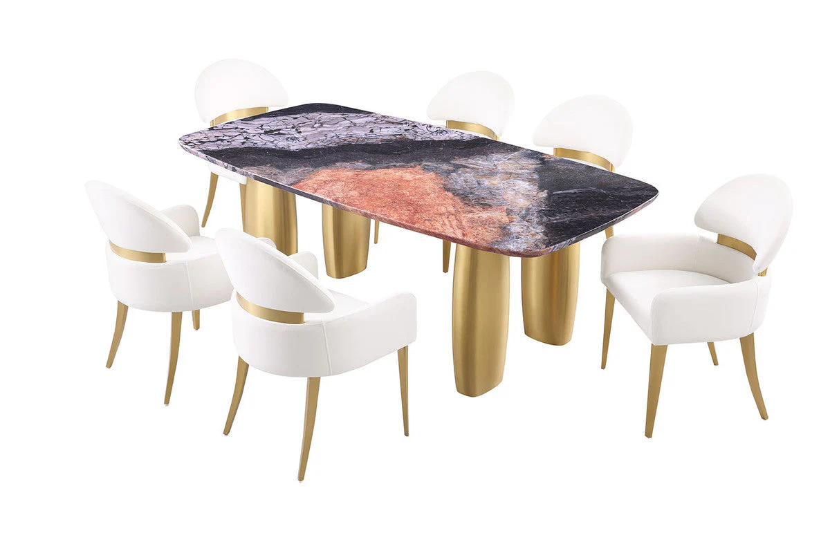 Northolt Black/Gray/Matte Gold 7 Pc. Dining Table Set - Image 2