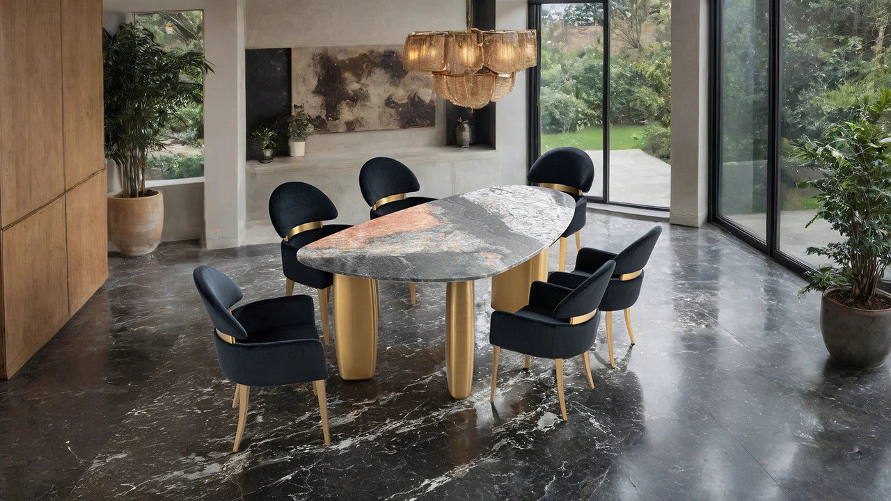 Northwich Black/Gray/Matte Gold 7 Pc. Dining Table Set - Image 2