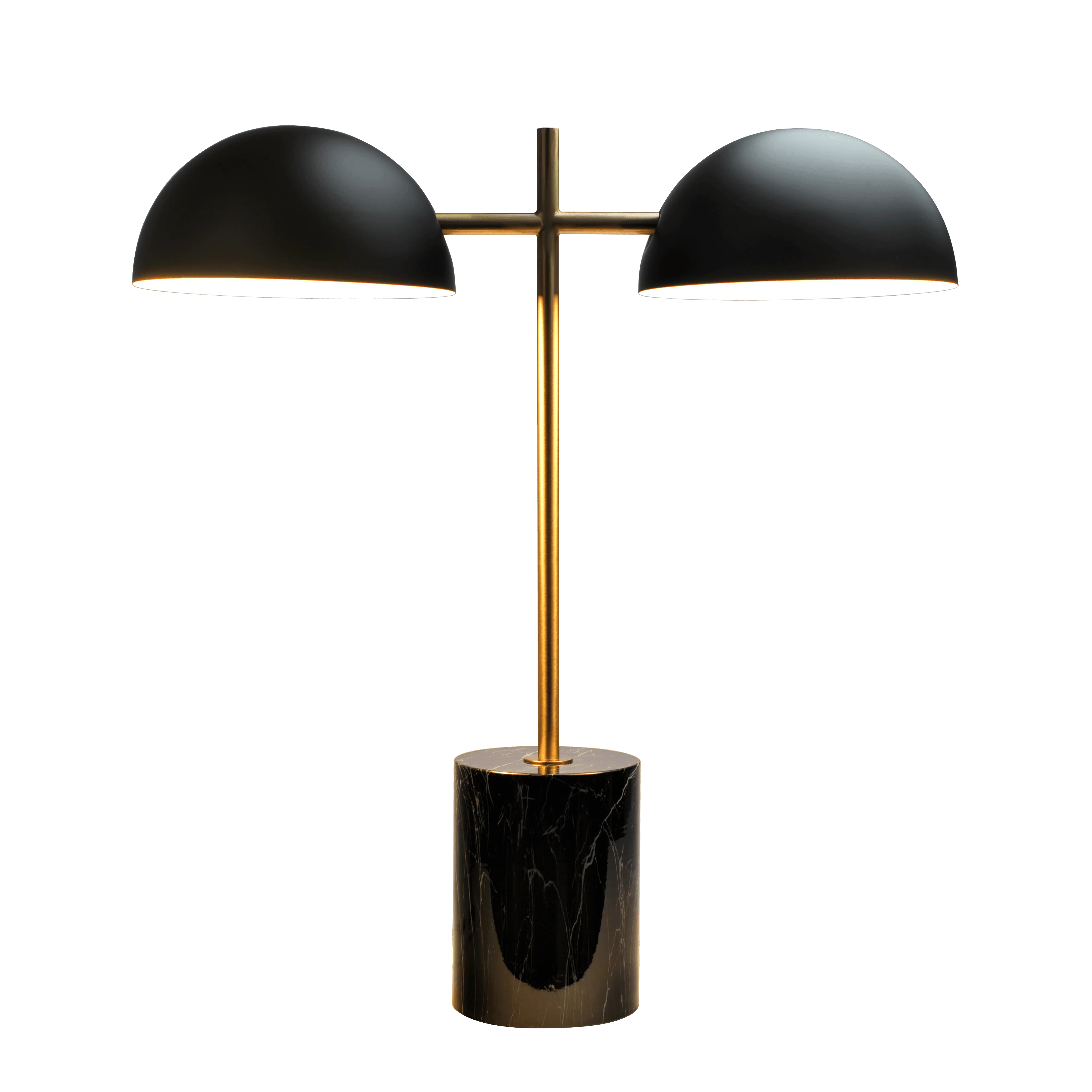 Nova Hydro Black Table Lamp with On/Off Switch Double Lamp with Faux Marble Base - Image 2