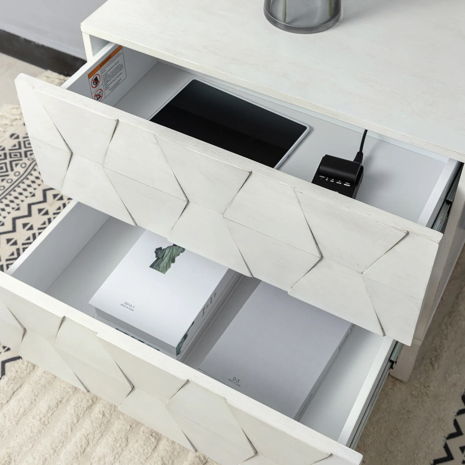 Helga Nightstand in White - Image 6