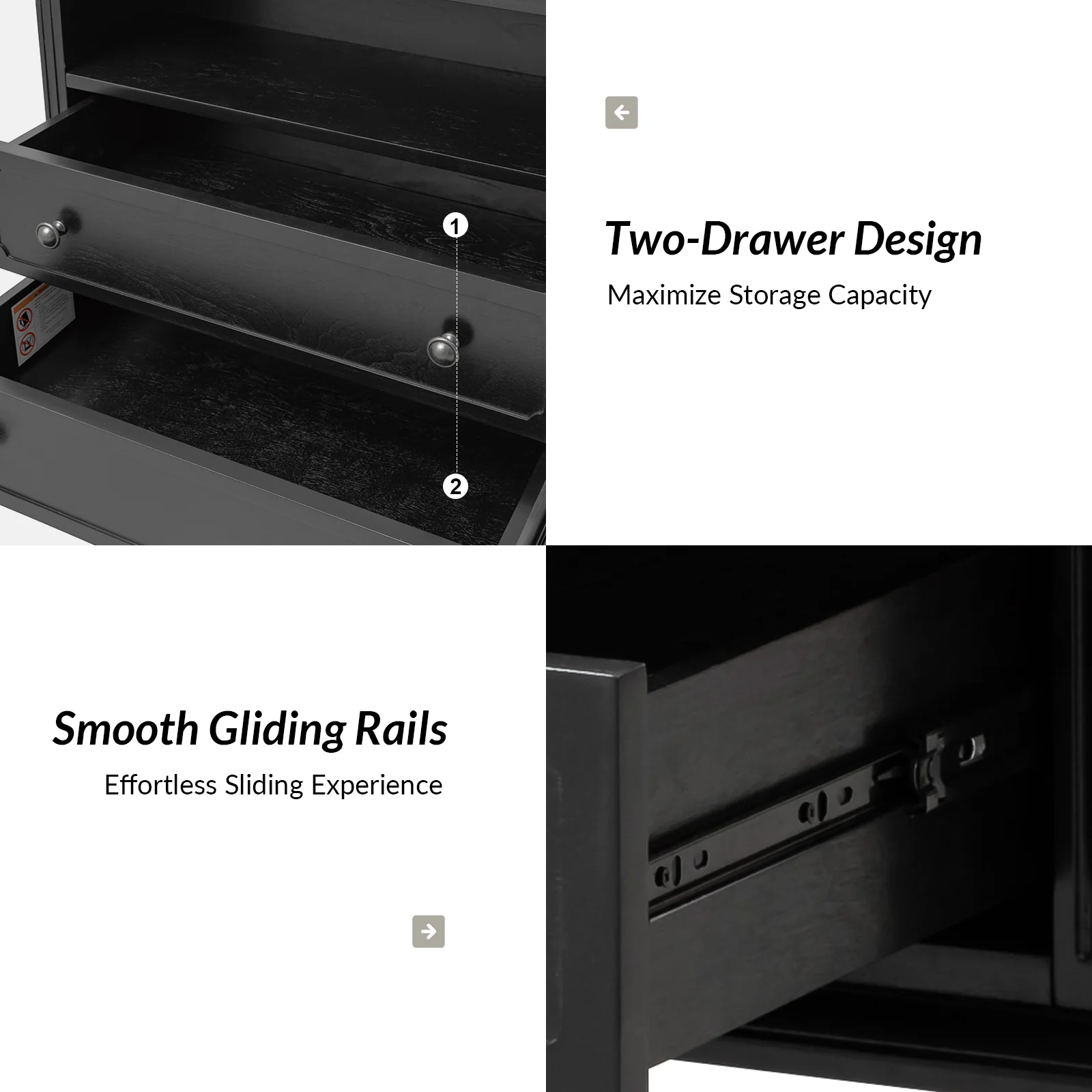 Davide Nightstand in Black - Image 5