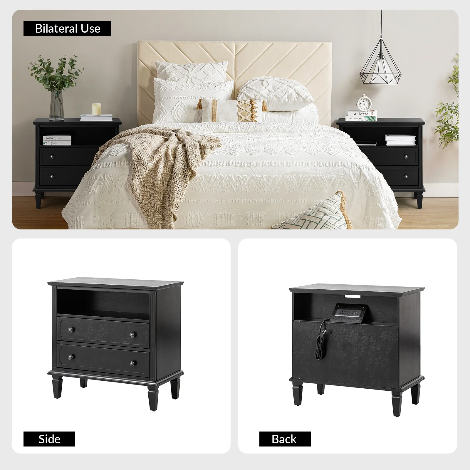 Davide Nightstand in Black - Image 6
