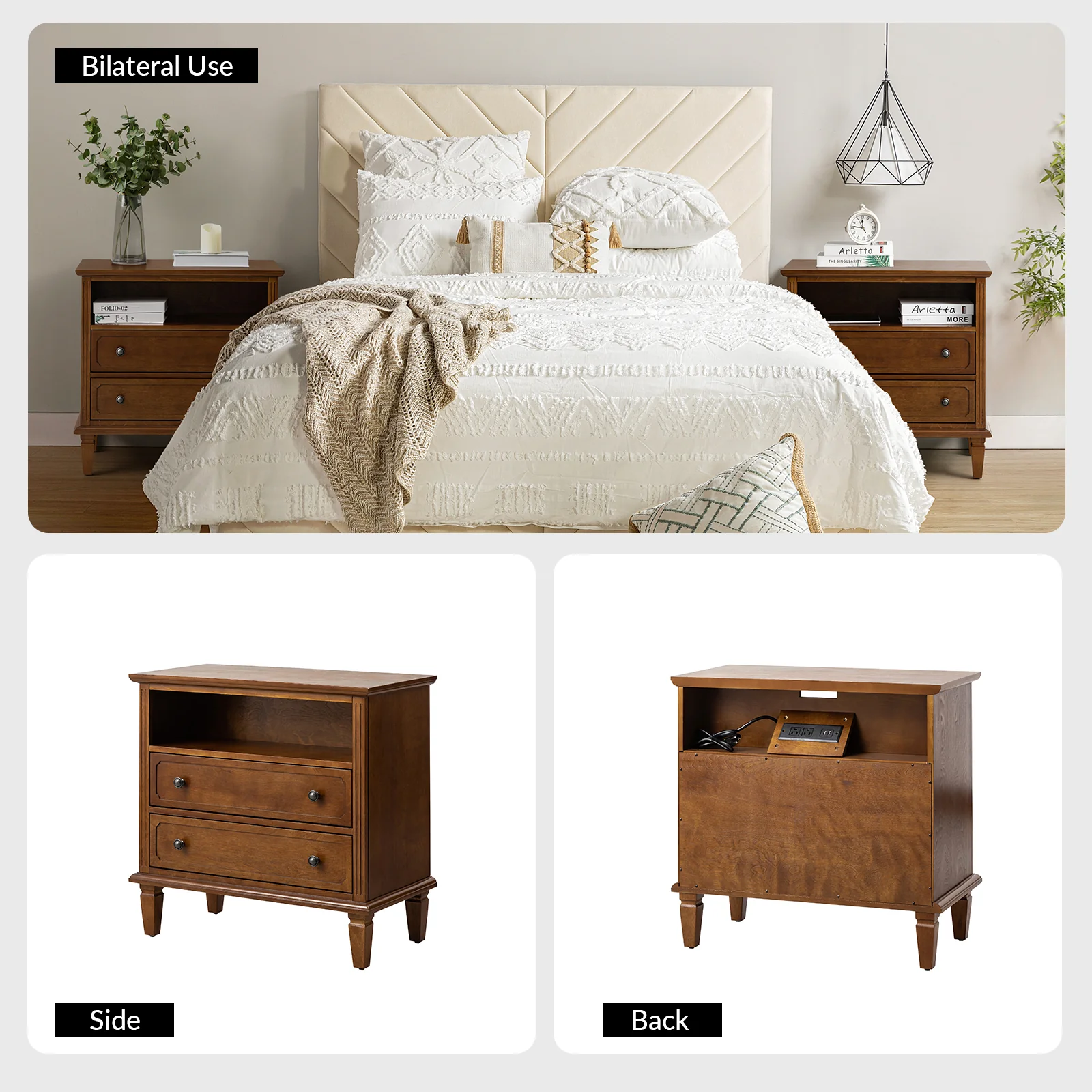 Davide Nightstand in Walnut - Image 6
