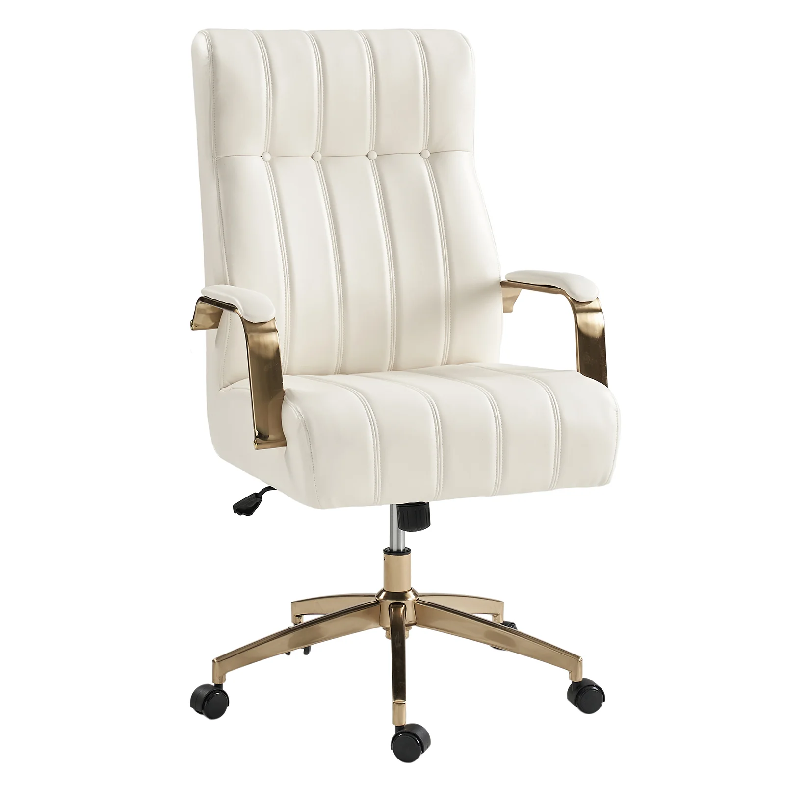 Conan Leather Ergonomic Executive Office Chair in Ivory - Image 2