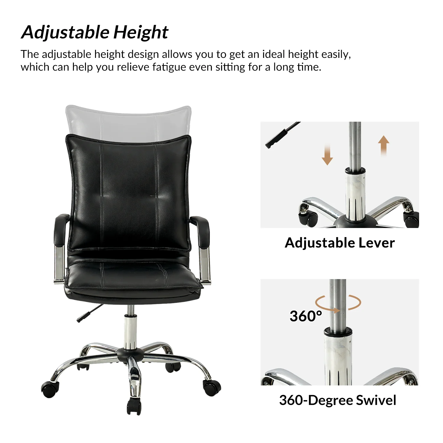 Leather Task Chair in Black - Image 3
