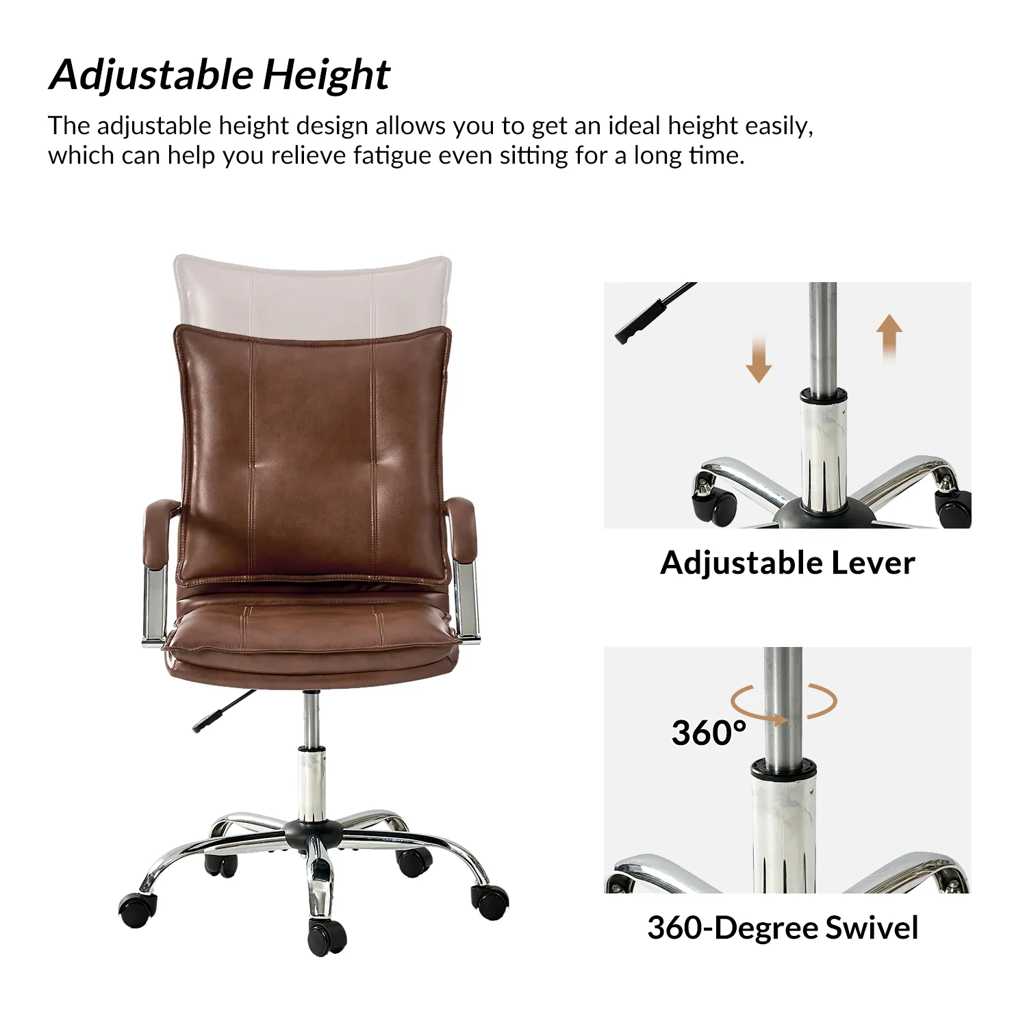 Leather Task Chair in Brown - Image 3